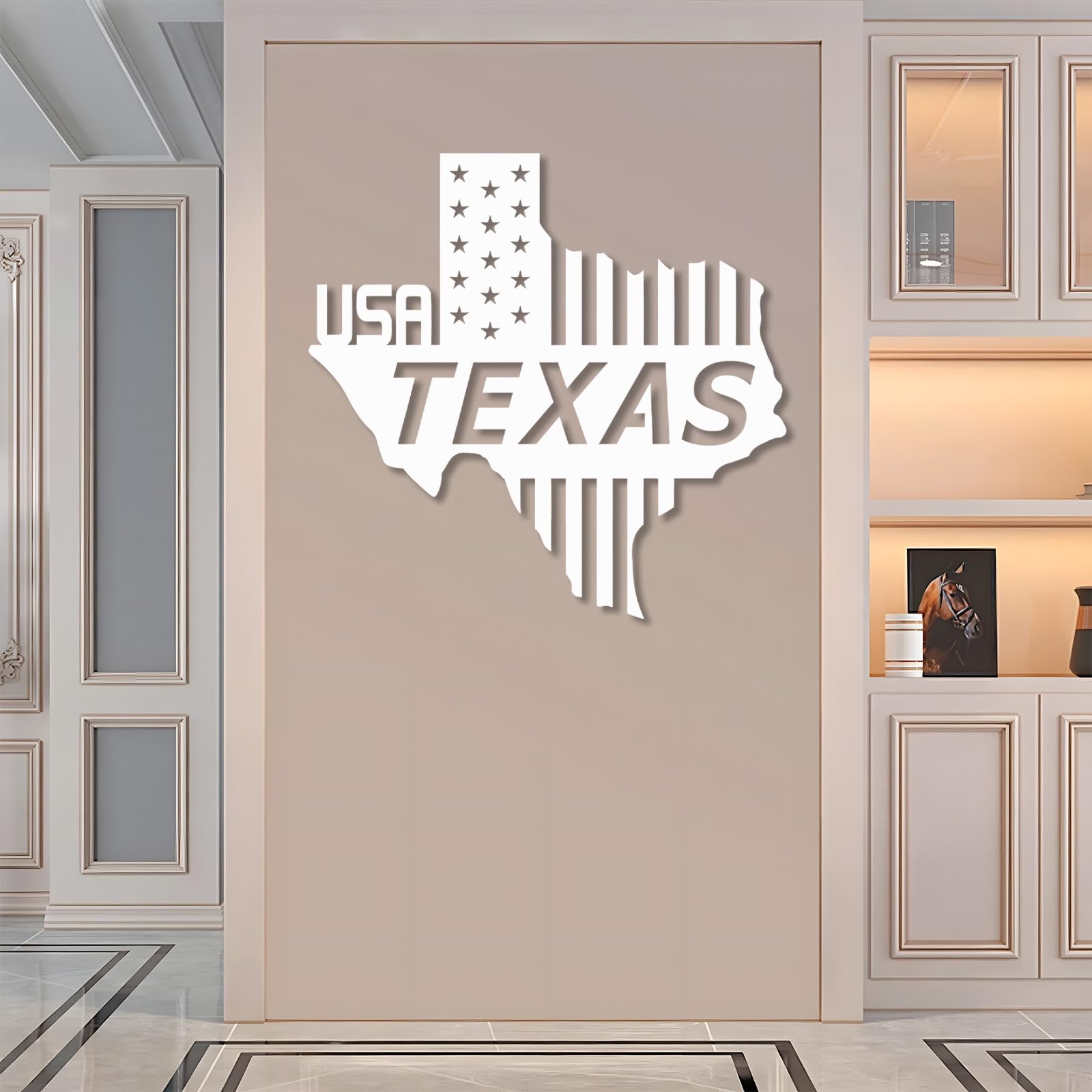 Metall-Wanddeko Texas, Texas-Wohndeko, USA-Kartenschild, Wanddeko im Landhausstil, Wohndeko, für Wohnzimmer, Büro (Schwarz, 47 x 46 cm)