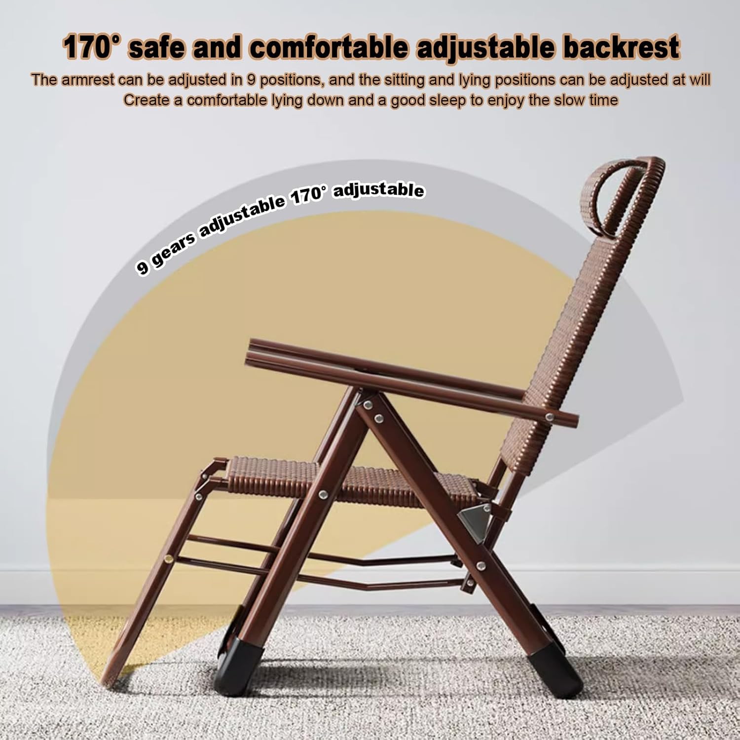 Outdoor Rattan Oversized Camping Chairs,Zero Gravity Chair,Portable Patio Lounge Chair,Furniture Chaise Lounge,Adjustable Adjustable Backrest,for Patio, Yard, Pool, Beach. (Color : Black)