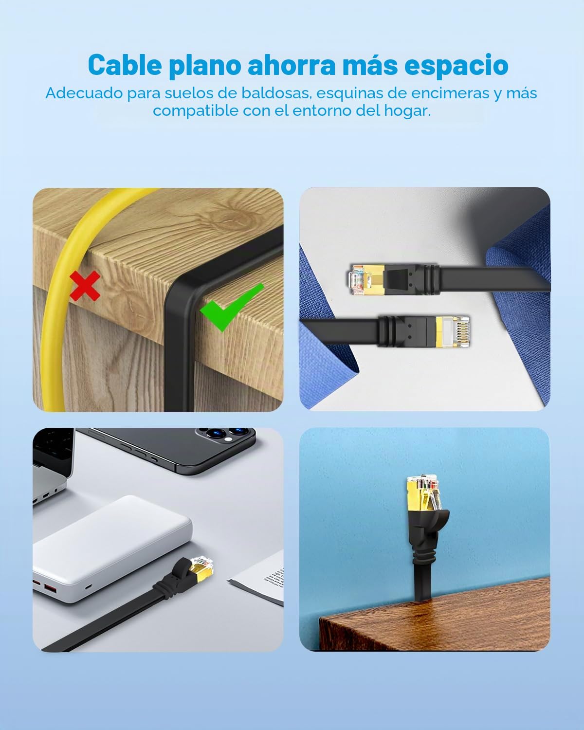 Yauhody Cable Ethernet 1M Cat 8, Cable de Red Plano 40Gbps 2000MHz de Alta Velocidad Blindado Gigabit RJ45 Cable Lan para PS5, Xbox, Router, TV, Switch, Módem, Más rápido que Cat7 (Negro)