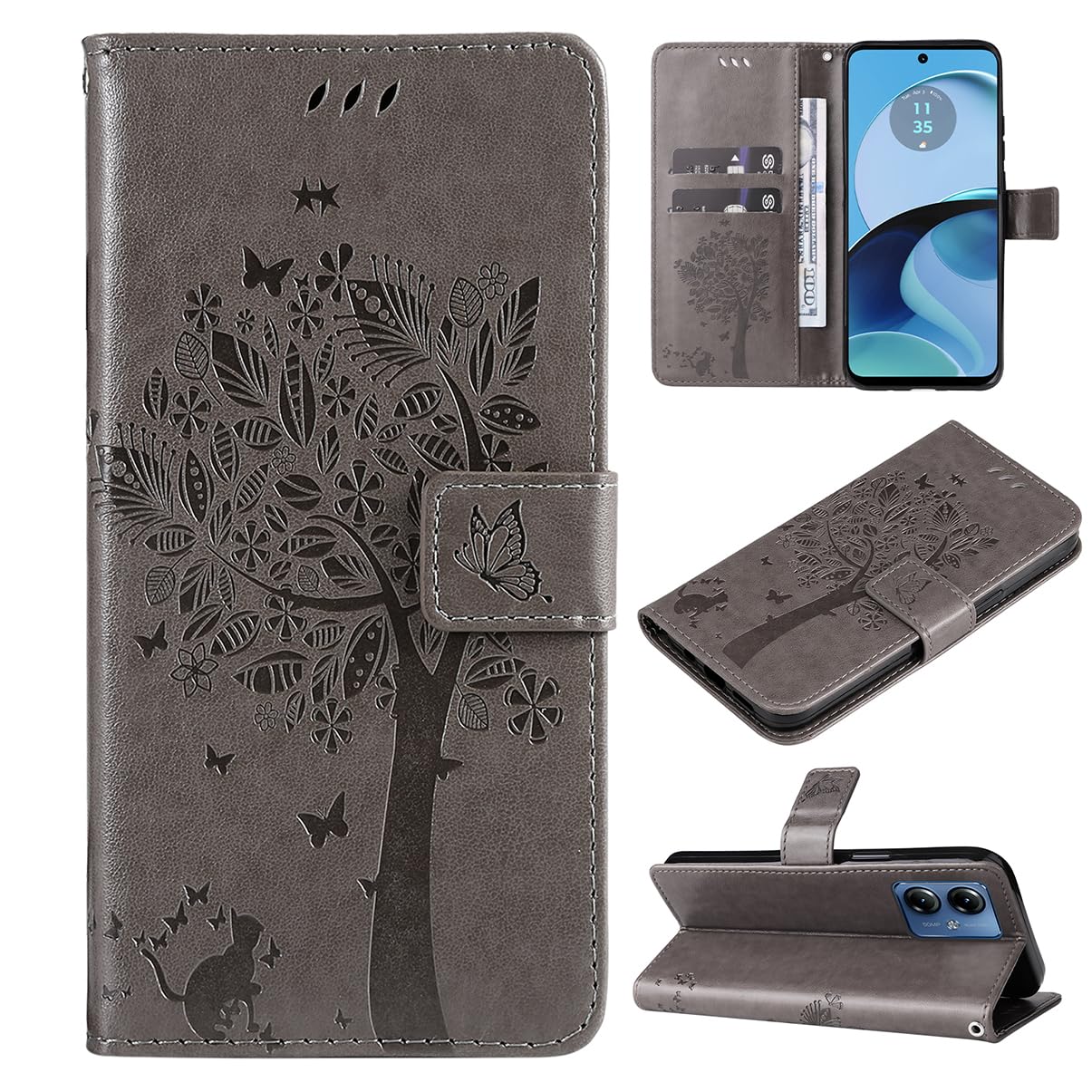GOKEN Cover Pelle per Motorola Moto G14, Magnetica Custodia