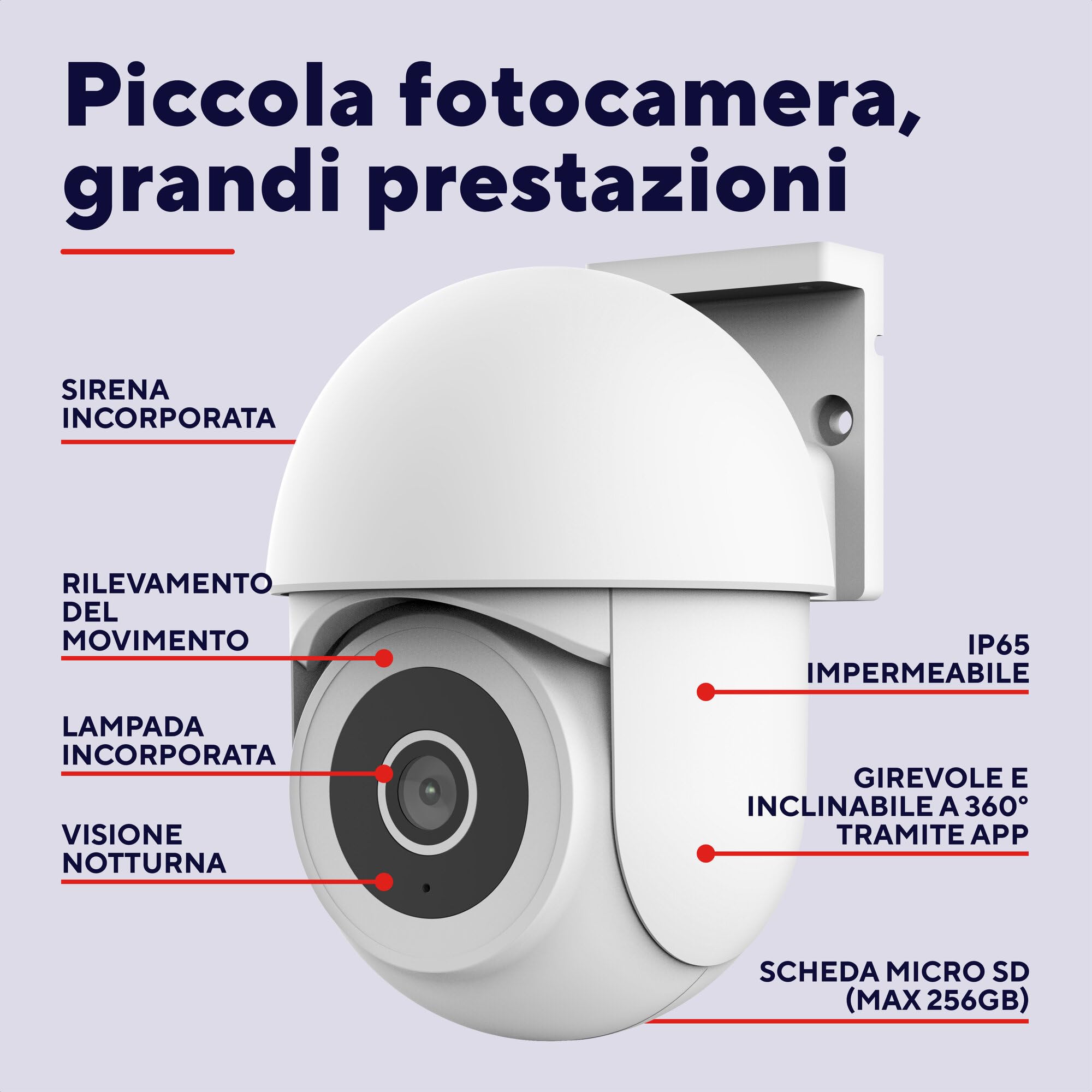 Trust SMARTCAM-3900 Telecamera Wifi Esterno 360°, con Visione Notturna | Luce/Sirena/Microfono Integrati, Rilevamento Umano, Videocamera Sorveglianza con App, Casa Intelligente, Bianco