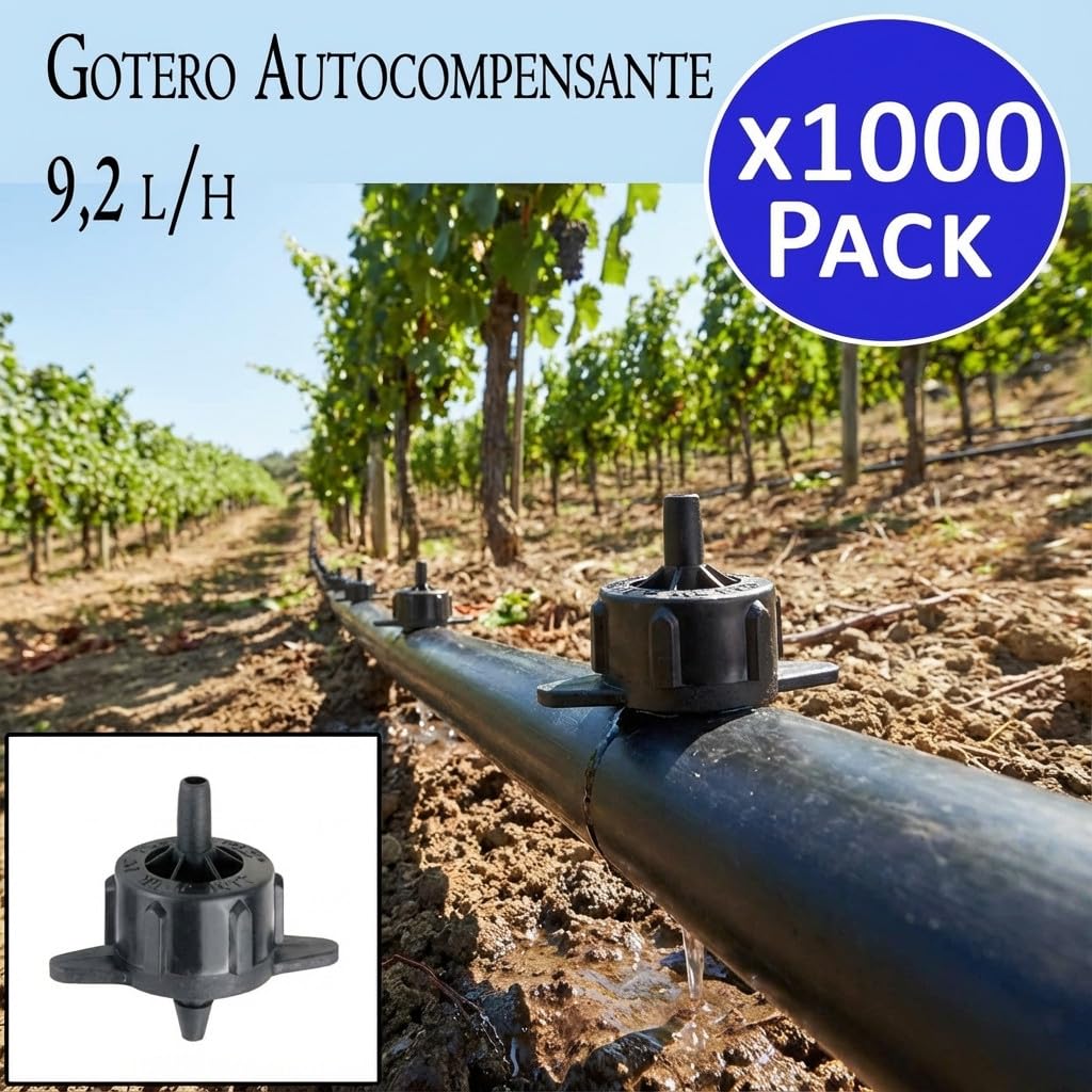 Suinga Set di 1000 Gocciolatori Autocompensanti 9 L/o | Euro Plus | Labirinto Ampio, Autopulente e Smontabile per Irrigazione