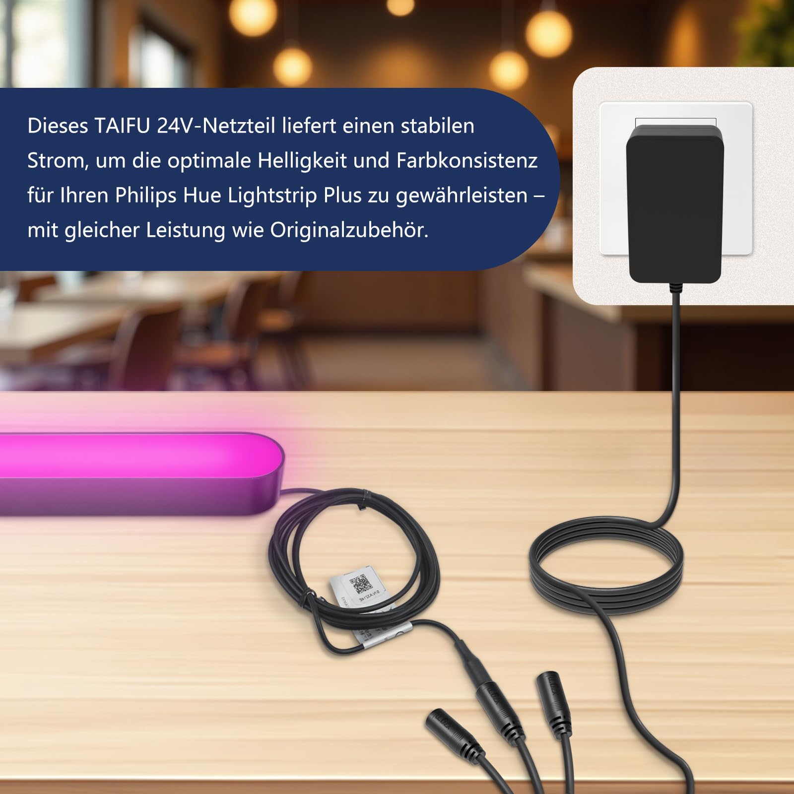 24V Netzteil Ladegerät für Philips Hue Play Light Bar Smart LED Bar Licht Ladekabel AC Adapter