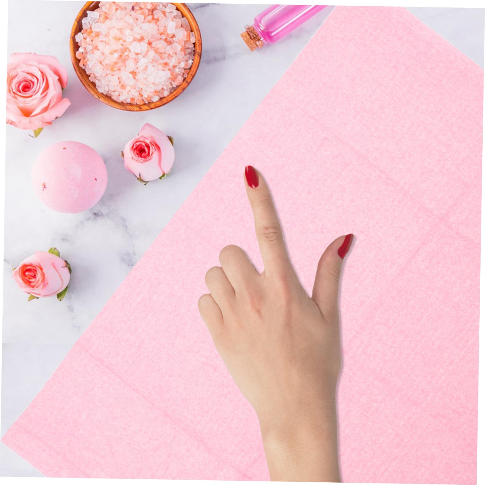 FRCOLOR Tappetini per Unghie Monouso Impermeabili e Resistenti All’olio 125 Pezzi, Non Tessuto Rosa per Salone di Manicure | Oleorepellente, per Manicure e Salone Unghie, Fogli per Tavolo Pratici