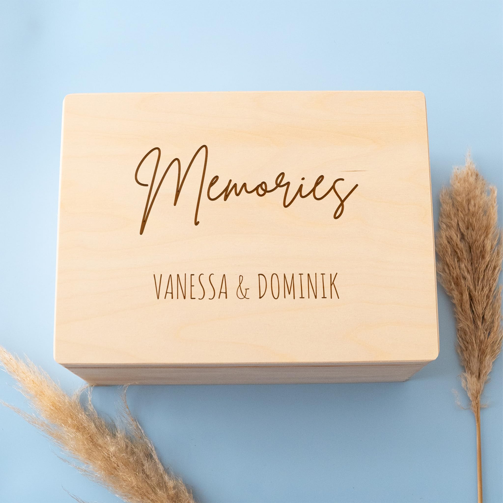 Bärenfreunde - Personalisierte Erinnerungsbox mit Spezial-Druck - Erinnerungsbox Holz als Geburt Geschenk, Hochzeit Geschenk, Führerschein Geschenk, Dankeschön (Memories, S | Klappdeckel)