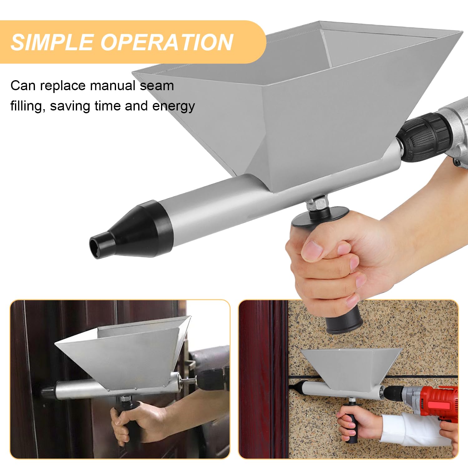 Pistola Per Fugatrice Cemento Rapido - Elettrica, Acciaio Inox, Con 4 Ugelli, Per Malta E Intonaco - Foto 3