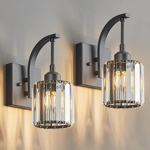 Miniatura 29 de Luces de tocador de cristal cromadas de 4 luces, modernas lámparas de baño de cristal sobre espejo de 32.67 pulgadas de largo para baño Cromo