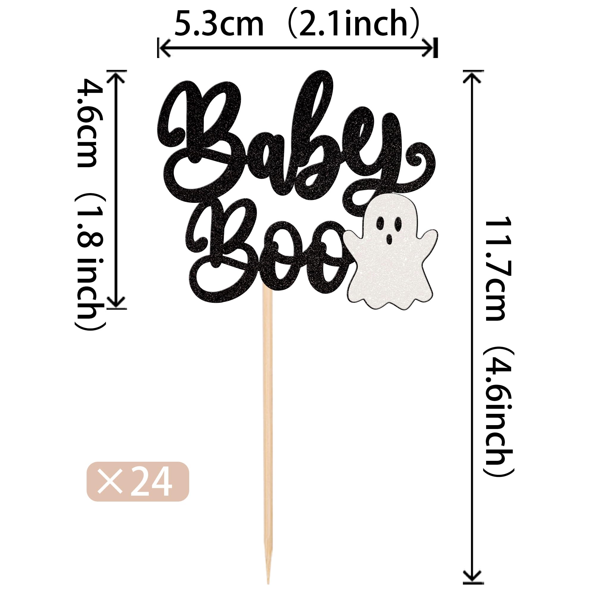 24 Stück Ghost Oh Baby Cupcake-Topper – Rosa Schleife Geist Deko Für Babyparty & Halloween