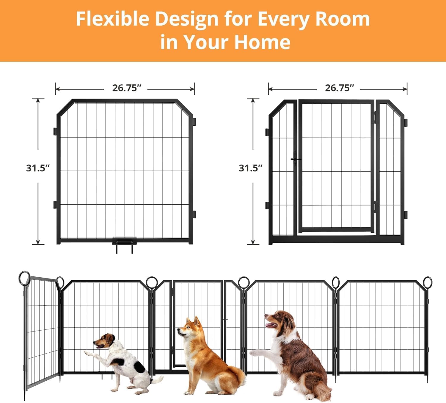 Dog Playpen for Yard, RV Camping Indoor- Stress-Free and Safe Play, Heavy Duty 32 Inch 8 Panels Dog Pen for Puppies, Small and Medium Dogs