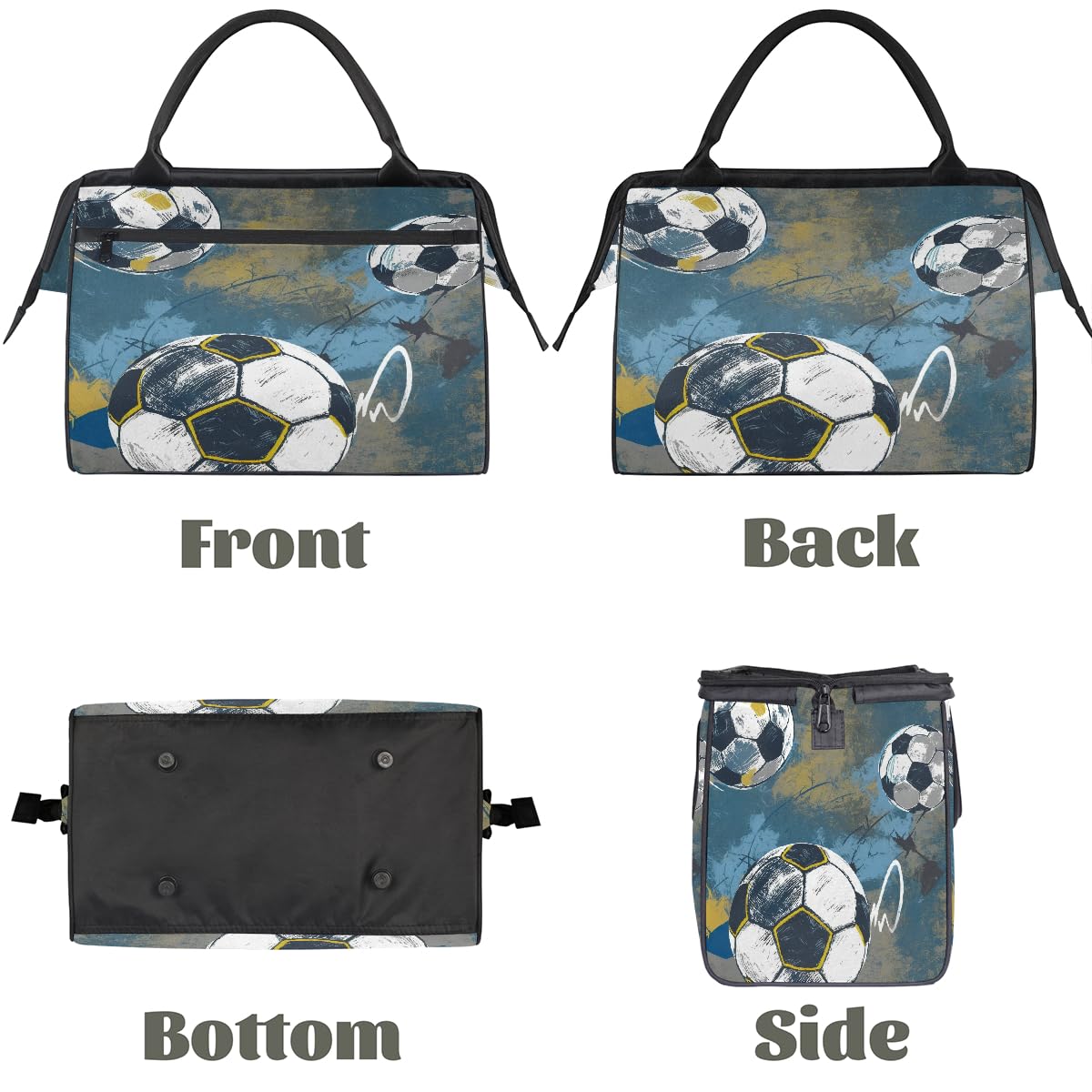 Bolsa de deporte de fútbol vintage para hombres y mujeres, bolsa de lona impermeable para fin de semana, bolsa de viaje ligera para equipaje de mano