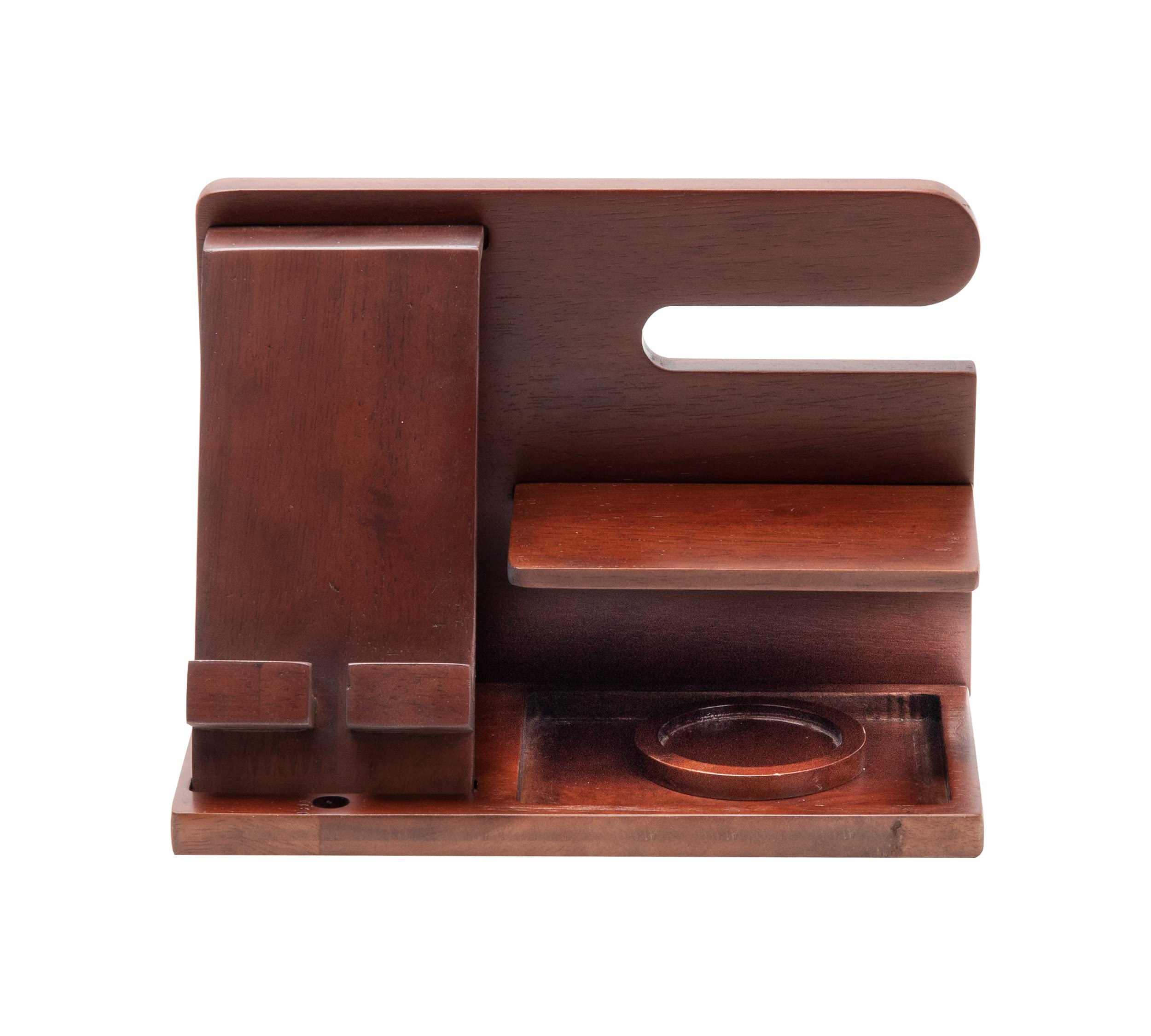 Mind Reader Cell Phone Valet Station, Desk Organizer, Vanity Accessories, Nightstand Organizer, 10" L x 5.80" W x 7.25" H, Brown