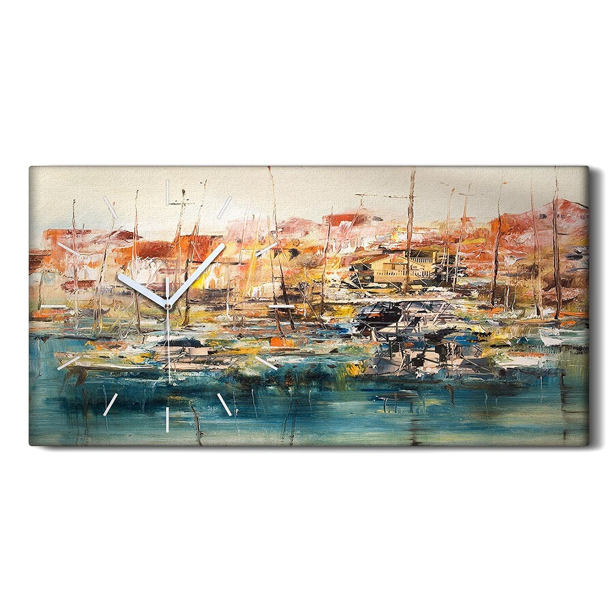 Horloge sur Toile Abstrait Harbour Ships : finition haut de gamme 60x30