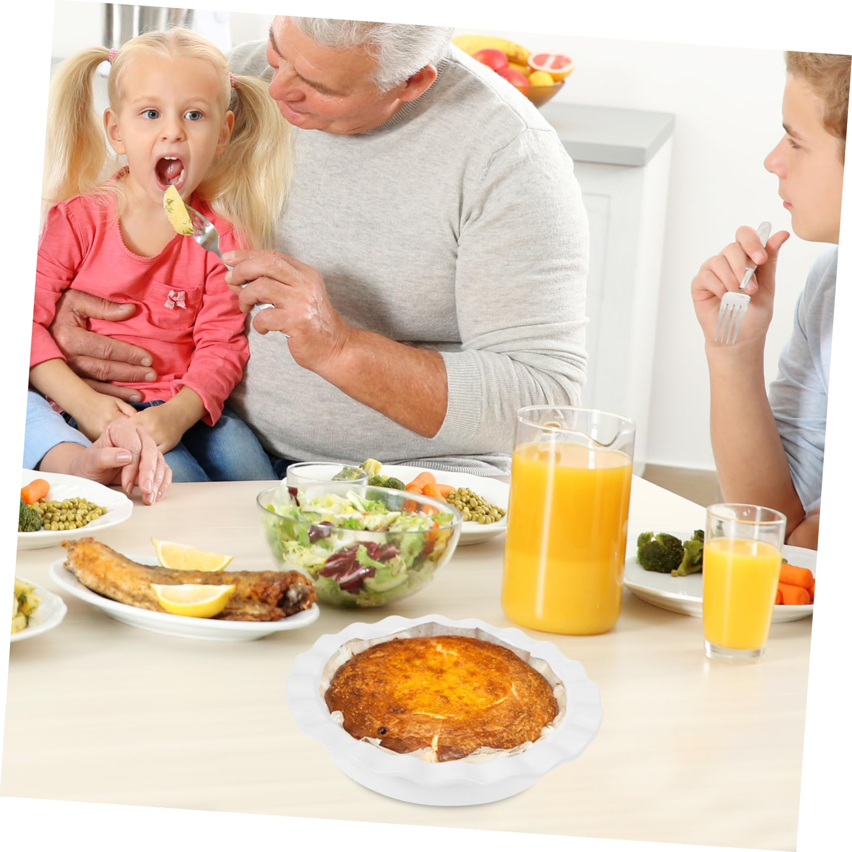Zerodeko Keramik Backform Rund Weiß Antihaftbeschichtete Pizza Backplatte und Kuchenform Vielseitig für Flans und Kuchenbacken Geeignet für Ofen und Mikrowelle