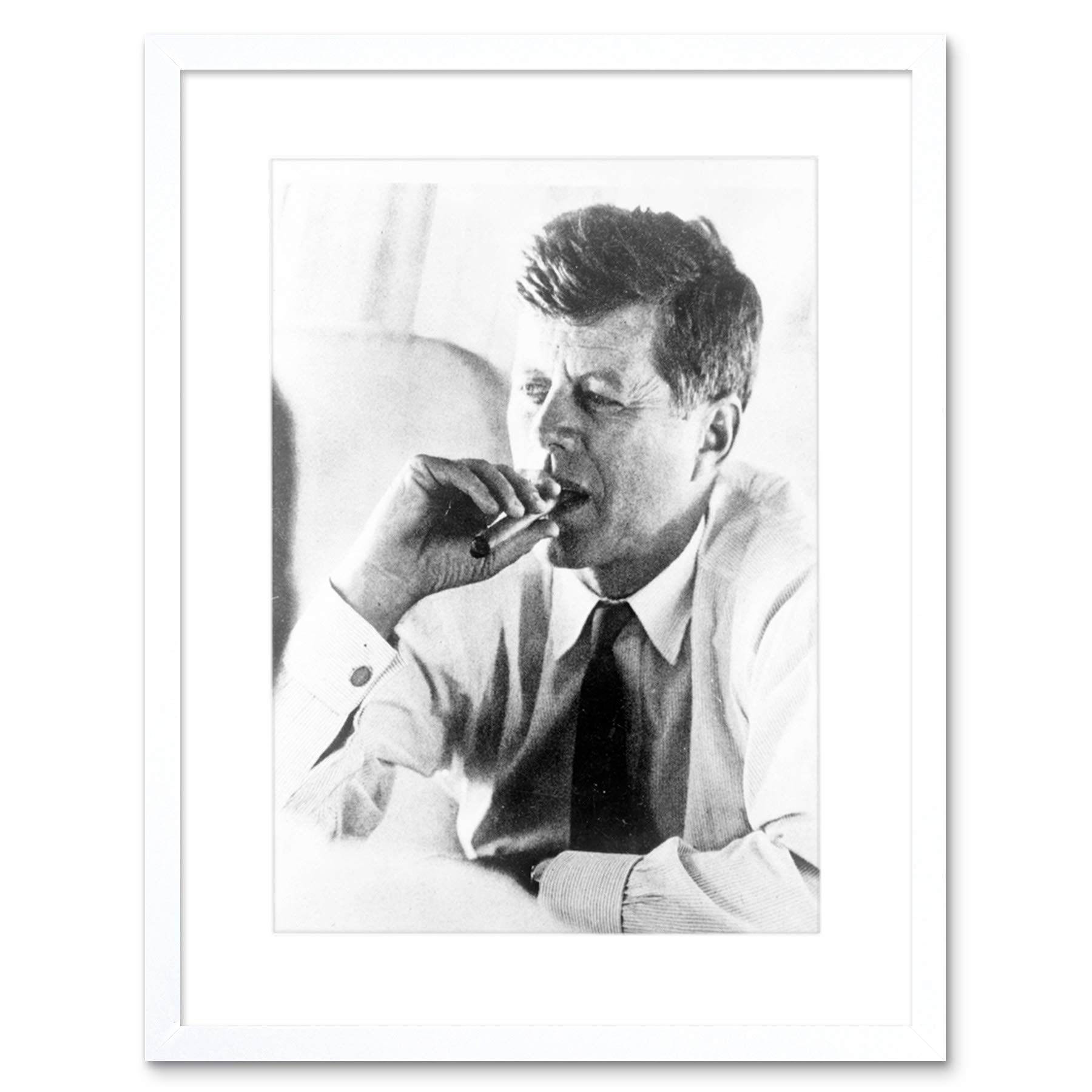Wee Blue Coo Photo President John Kennedy Smoke Cigar Jfk Framed Art Print Picture F12X1759