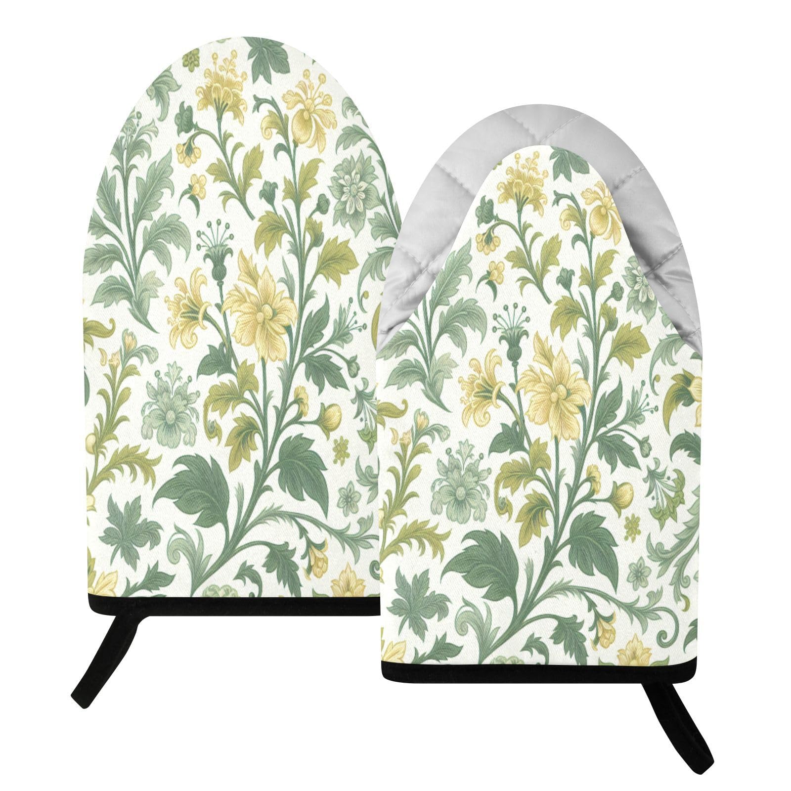BURSTDDY Flowers Oven Mitt,Heat Resistant Kitchen Mitts for Cooking