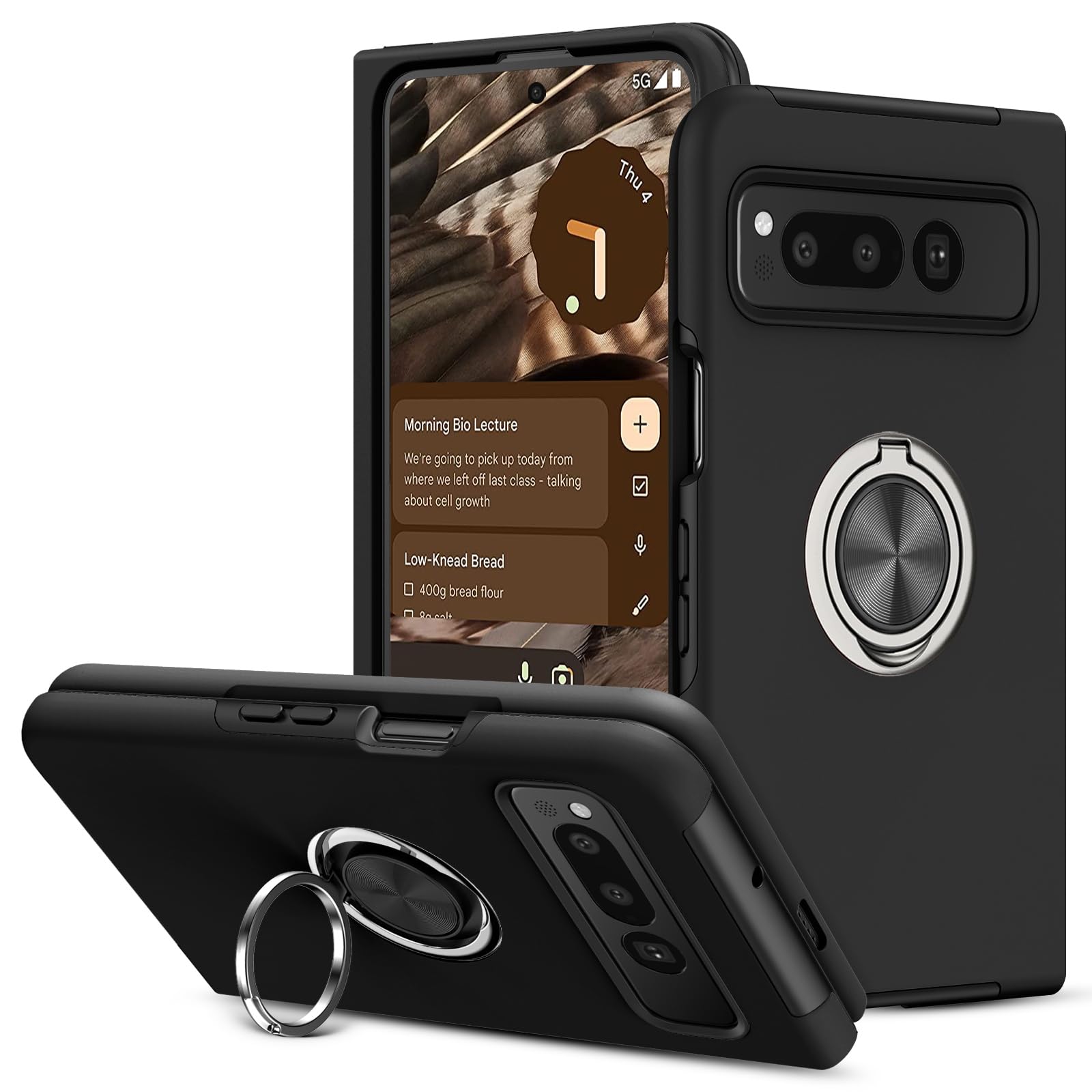 BENTOBEN for Google Pixel Fold Case(2023), [Full Hinge Protection] with 360° Ring Holder, Shockproof Slim Kickstand Magnetic Women Men Non-Slip