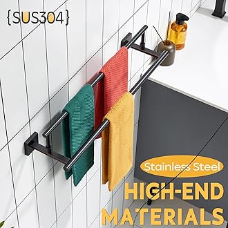 KOKOSIRI Towel Bars 24-Inch Bathroom Towel Holder Oil Rubbed Bronze Bath Towel Rails Racks Wall Mounted Stainless Steel B5009ORB-L24