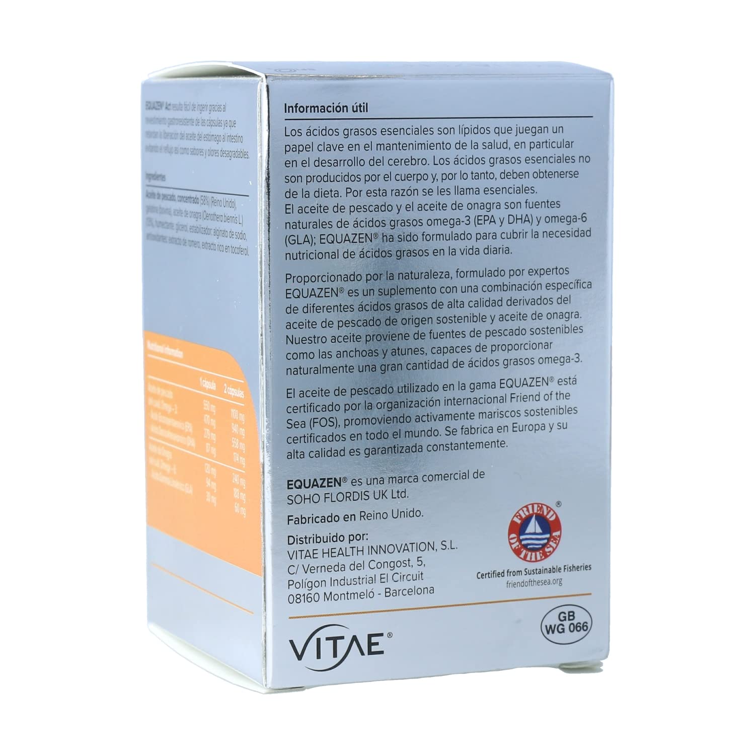 Vitae EQUAZEN Forte 60 cápsulas | Combinación única de Omega 3 y 6 | Alto poder nutricional (EPA, DHA y GLA) | Desarrollo cognitivo