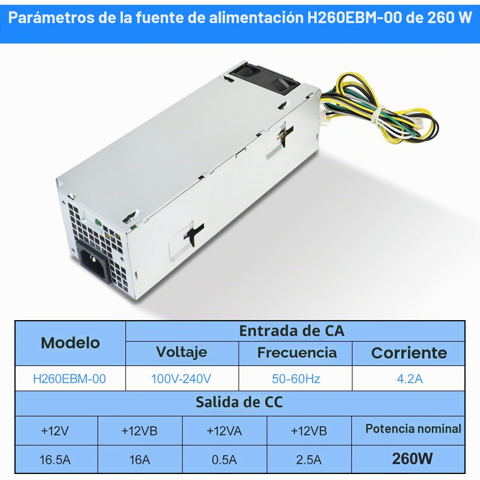 S-Union H7X3F H260EBM-00 - Fuente de alimentación (260 W, compatible con Dell OptiPlex 3050 3060 3050M 5050 5060 7060 7080 3080 5080 5090 7090 7080MT página