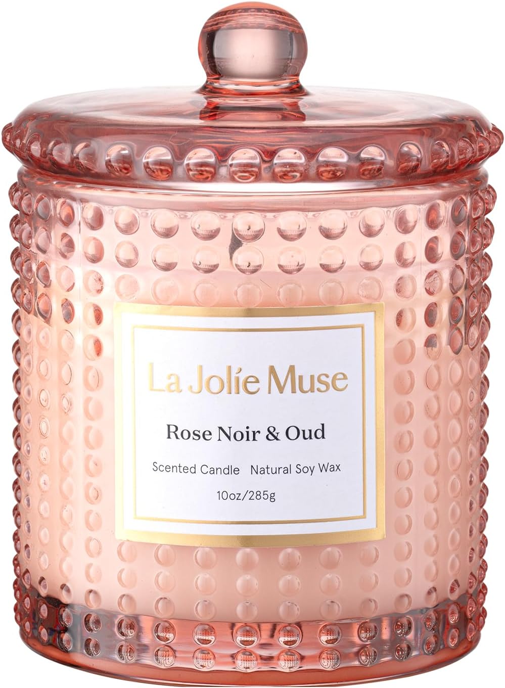 LA JOLIE MUSE Rose Noir & Oud Scented Candle – Lemon, Rose & Oud | 10 oz Natural Soy Wax | 55 Hours Clean Burn | Valentines Day Gifts for Her | Elegant Home Décor