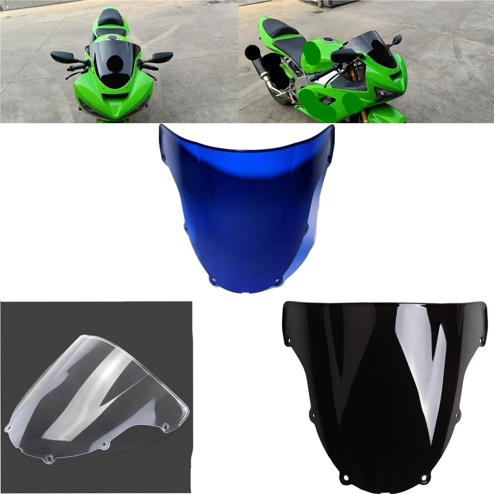 Parabrezza Per Moto Per Kawasaki Per Ninja Per ZX6R 636 2003 2004 Deflettori Antivento Per Protezione Deflettore Regolabile Parabrezza(Blu)