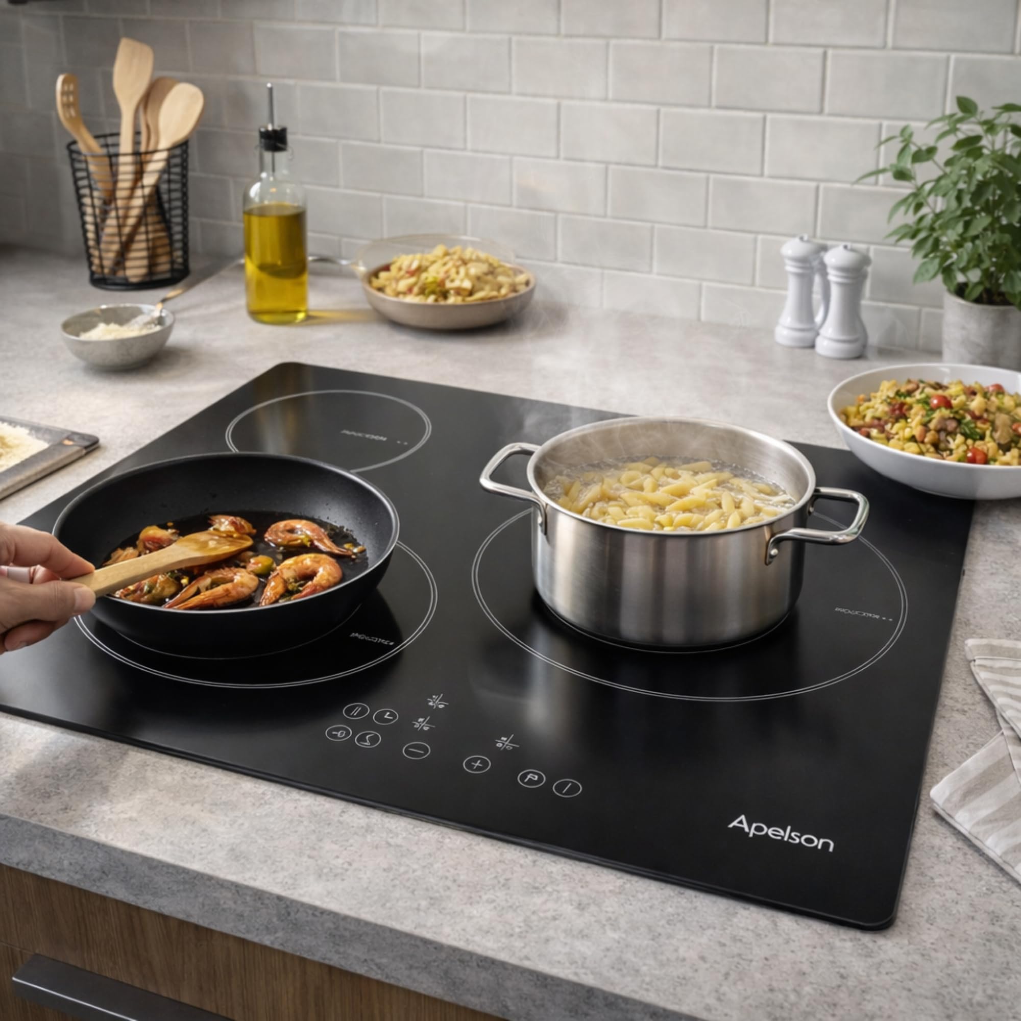CATA Placa de Inducción AIT 3602,60 cm, 3 Zonas de Cocción con Booster, Zona XL de 28 cm, Control Táctil, 9 Niveles de Potencia, Quick Fix, Bloqueo Infantil y Gestión de Energía, Negro