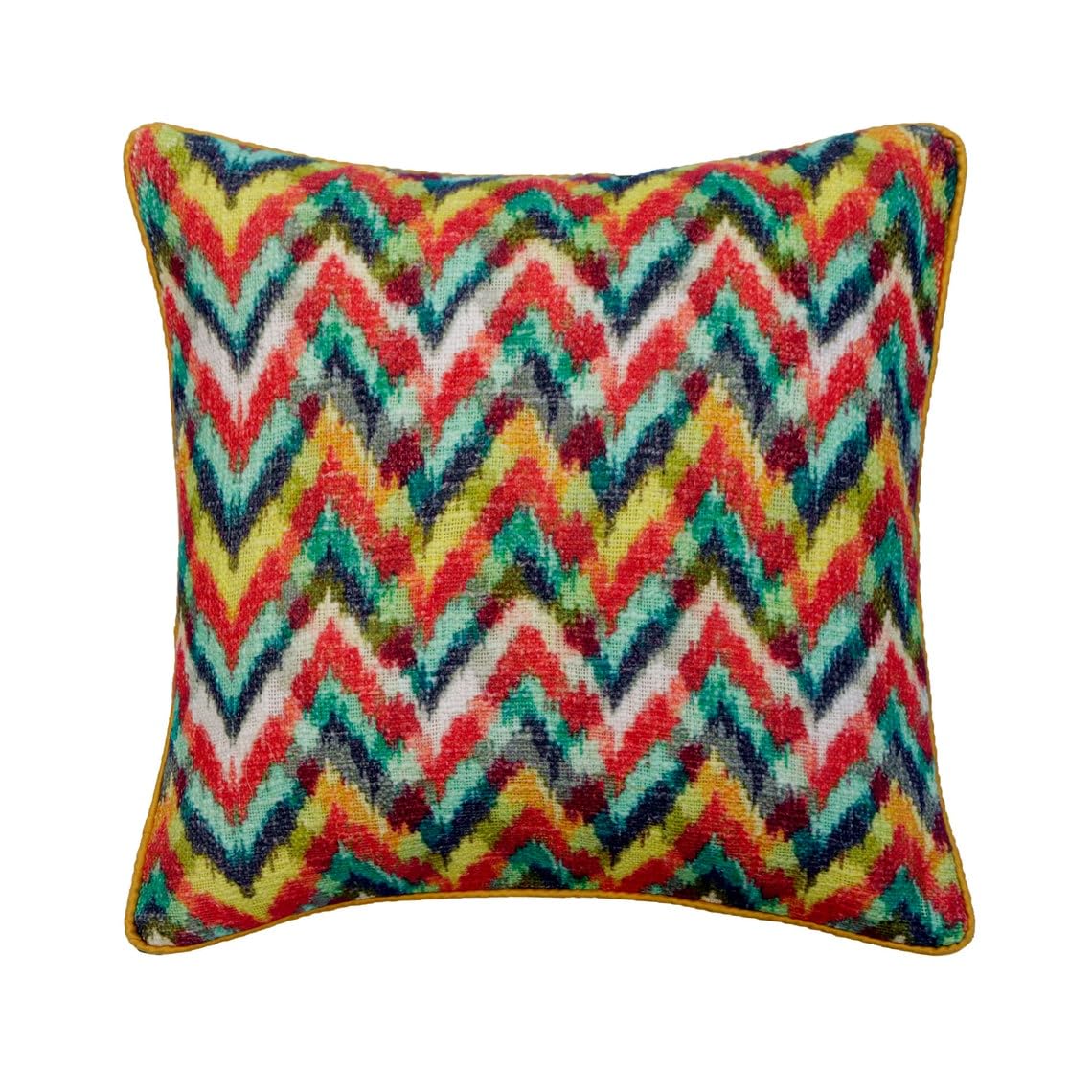 The HomeCentric Decorative Yellow 26"x26" (Pack of 2, 65x65 cm (26"x26") Throw Cushion Cover For Sofa, Burlap Multi Color Printed Cushioncase With Zipper, Chevron Modern Style - Chevron Palette โ image 1