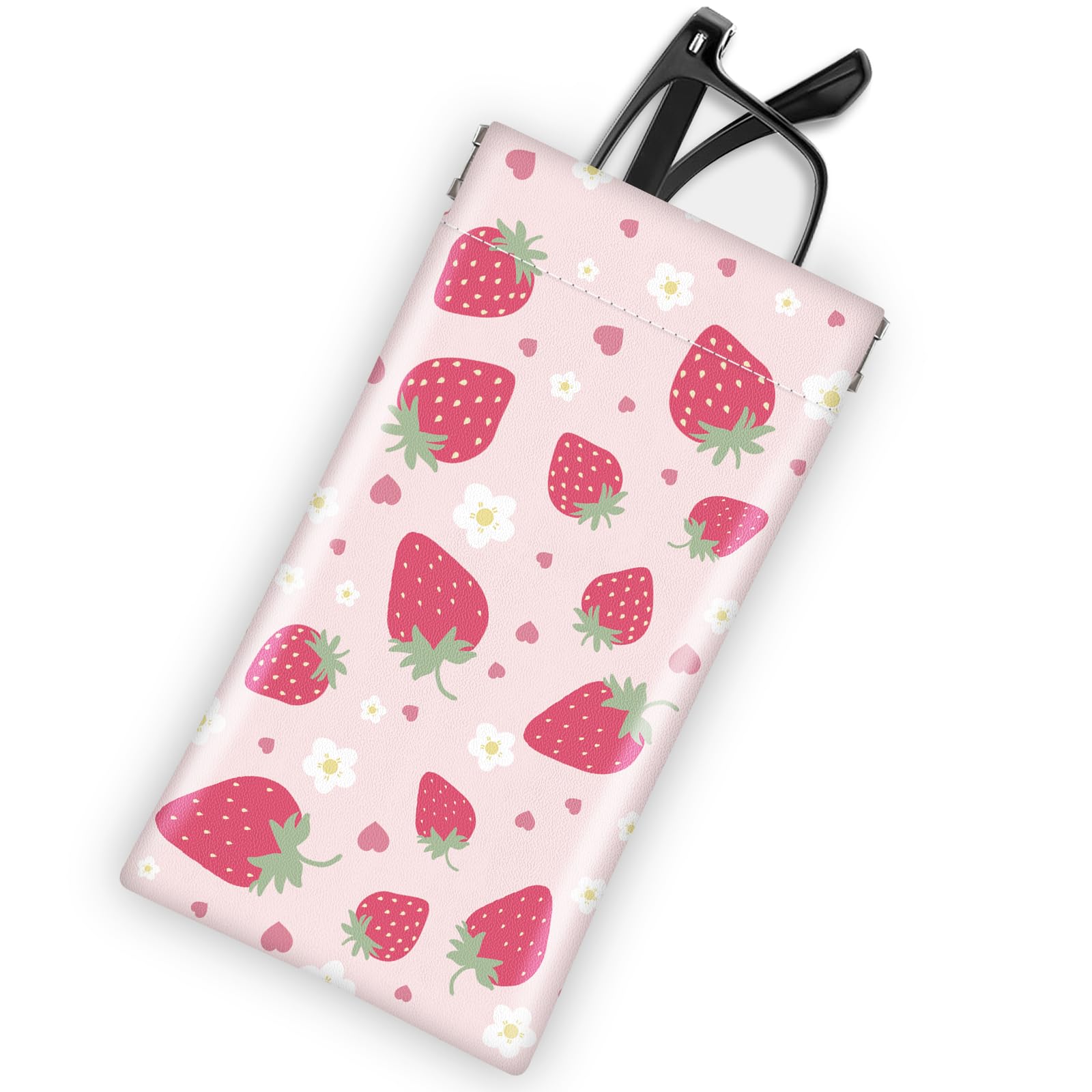 Mcapirivo Soft Sunglasses Eyeglass Glasses Case,7x3.5inch Portable PU Leather Squeeze Top Holder Bag Pouch for Women Men