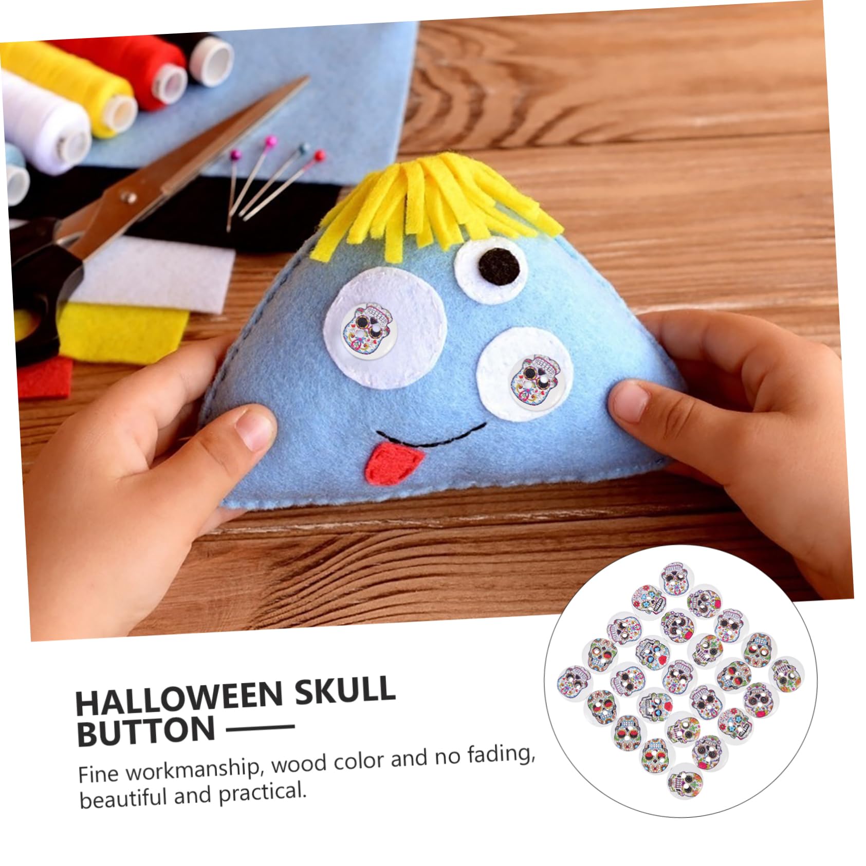 NUOBESTY 4 Set Di Bottoni Artigianali Per Cucire Con Motivo A Teschio Di Halloween in Legno Per Decorazioni Bottoni Di Ricambio Per Abbigliamento 200 Pezzi*4