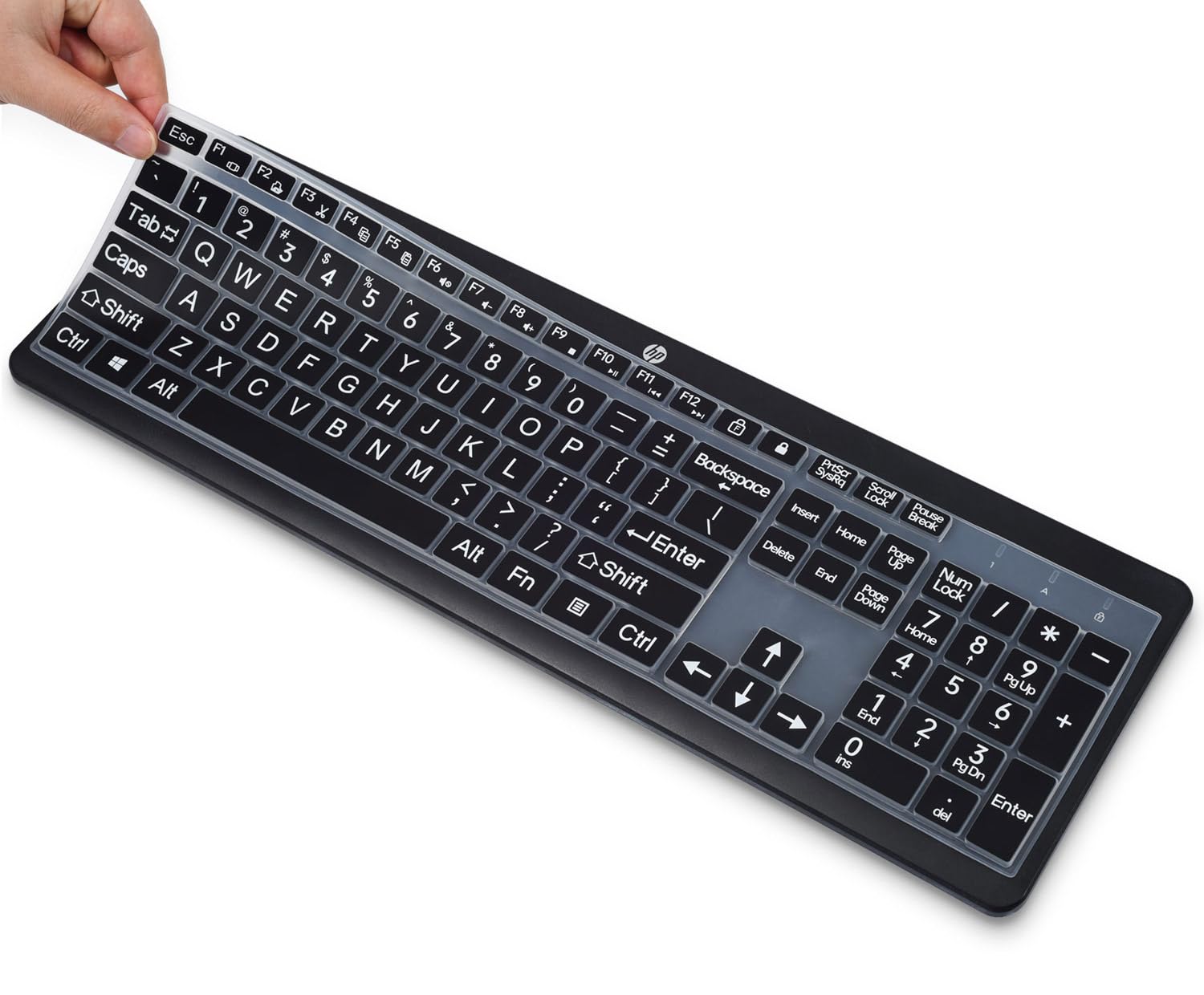 Keyboard Cover Skin for HP 230 235 Wireless Mouse and Keyboard Combo Keyboard Skin Cover Protector, HP 230 235 Wireless Keyboard Accessories, Black-Large Print