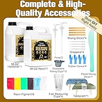 Vista 5 de Kit de Resina Epoxi Teexpert Resina de Fundición de 76OZ Cristal Transparente Amarilla Resistente Autonivelante para Arte, Manualidades DIY