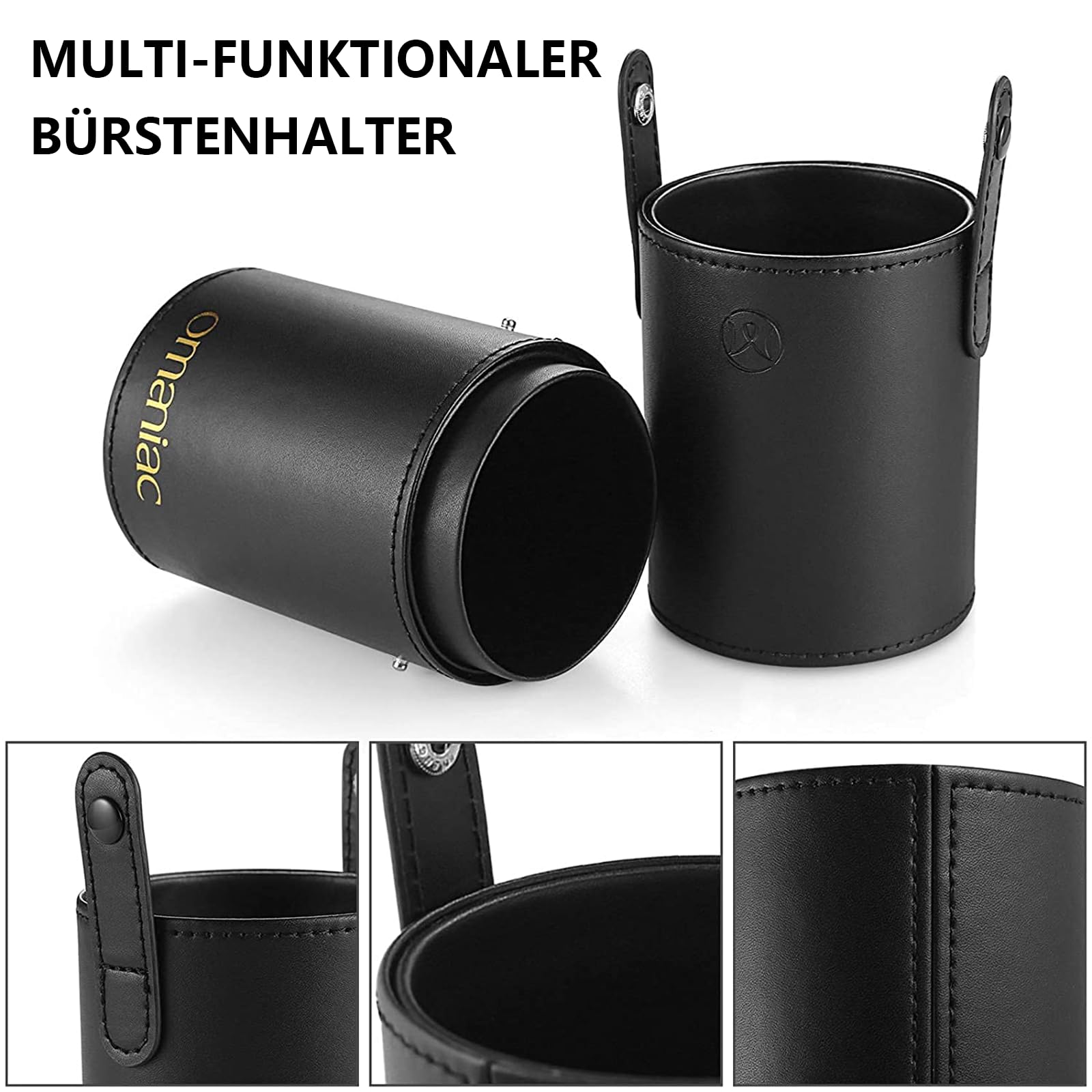 OMANIAC Juego de 12 brochas de maquillaje, de alta calidad, hechas de fibras sintéticas duraderas, brochas de maquillaje profesionales para el día a día o de viaje (negro)