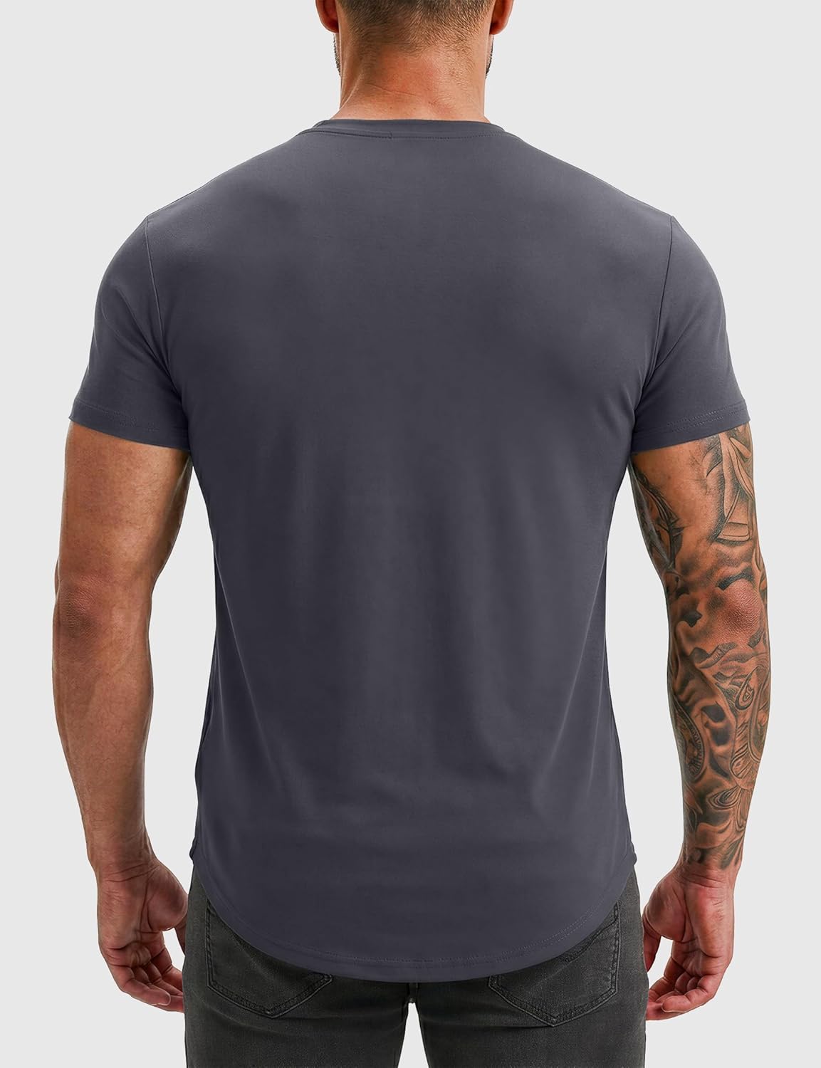 GYM REVOLUTION Men's Workout Gym Hipster Curved Hem Muscle Fitness Hip Hop T Shirts