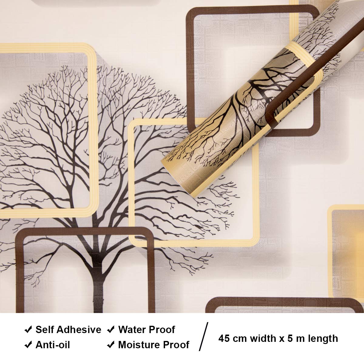 Wolpin 3D Wall Stickers - Yellow Frames & Trees -4 Wolpin 3D Wall Stickers - Yellow Frames & Trees -4