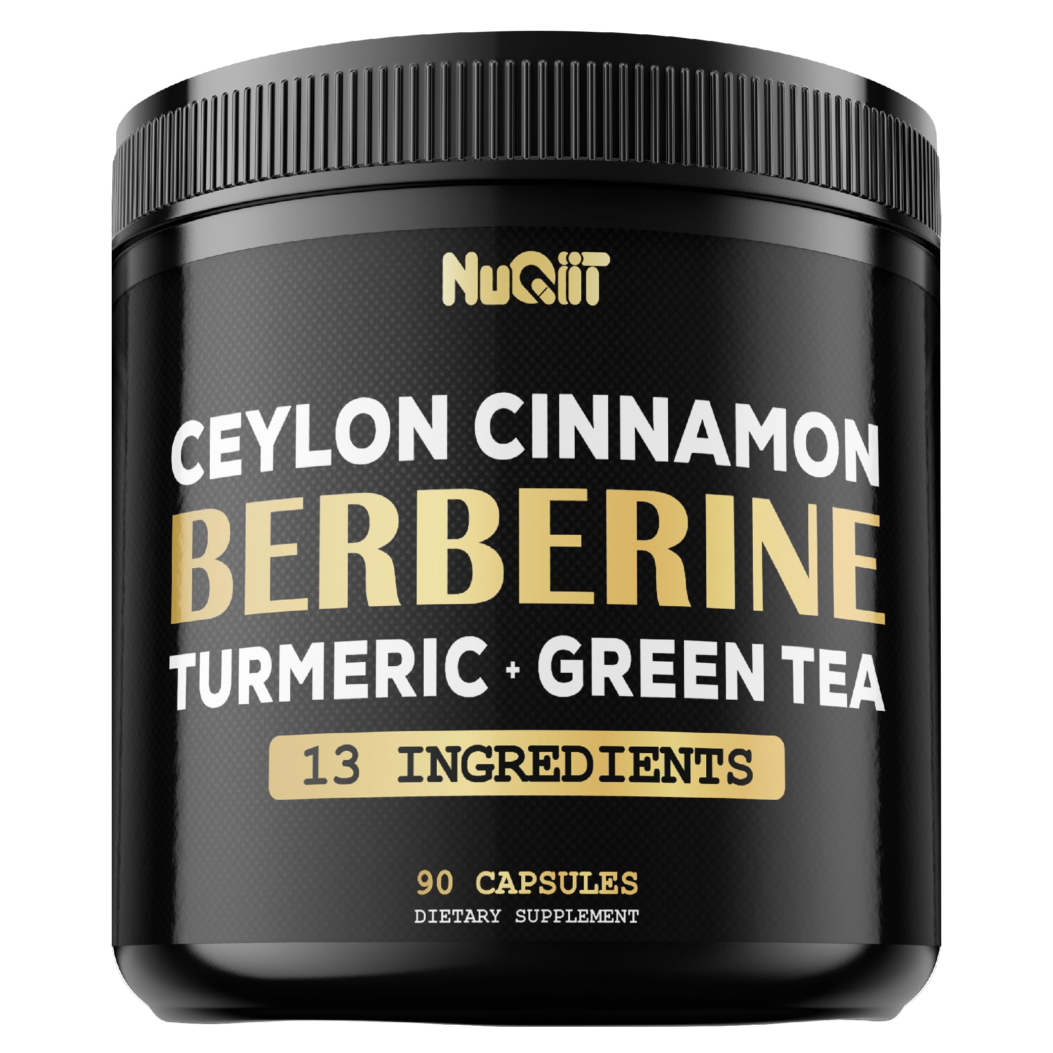 Berberine Supplement. Added Turmeric Curcumin, Green Tea & More - Support Heart Health, Body Management & Immune System - 90 Capsules for 3 Month Supply