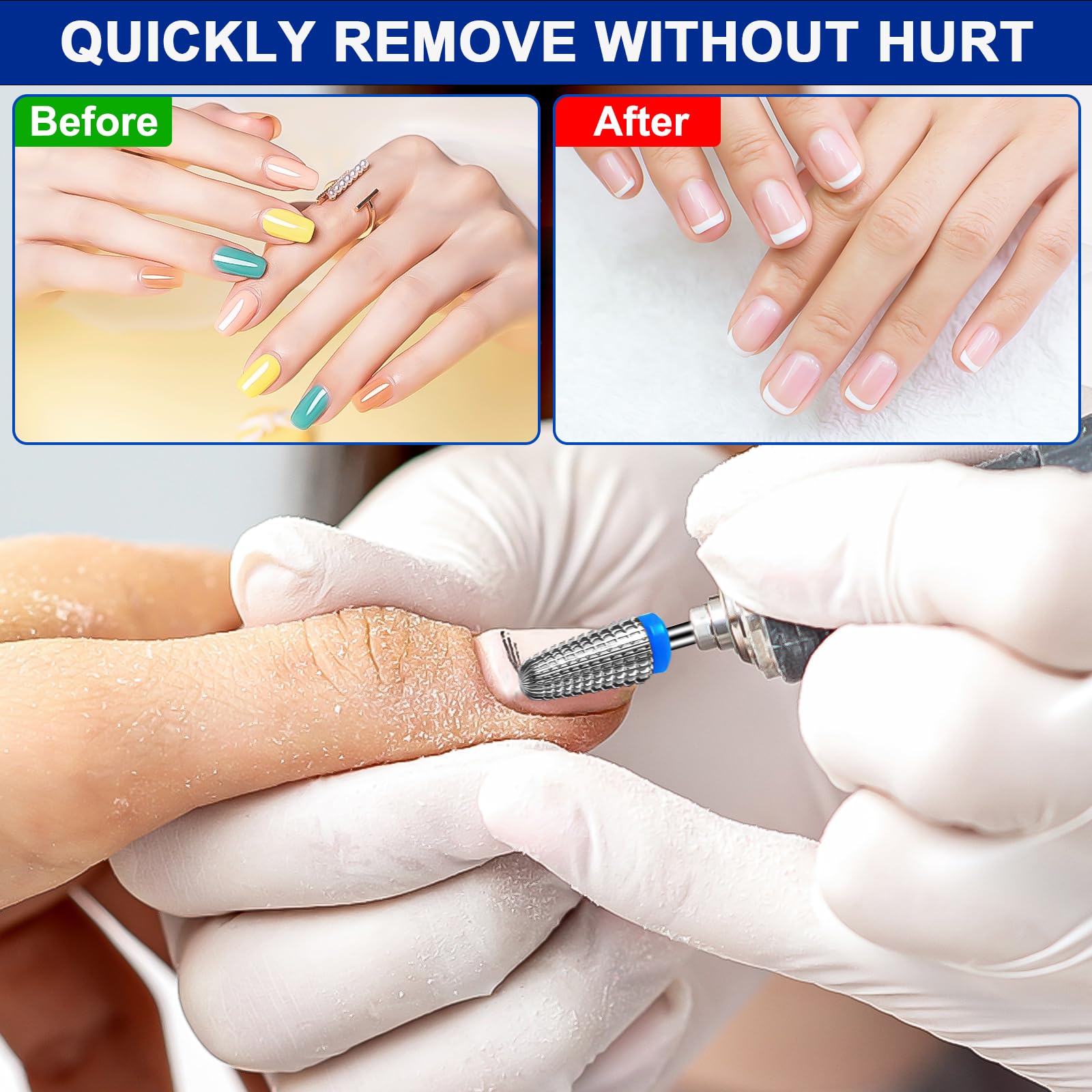 CGBE Fresas Torno para Uñas 5 en 1, Brocas para Uñas de Carburo de Tungsteno para Quitar Acrílico Poligel Gel Duro Cutícula, 3/32 Pulgadas Brocas de Torno Eléctrica para Uñas