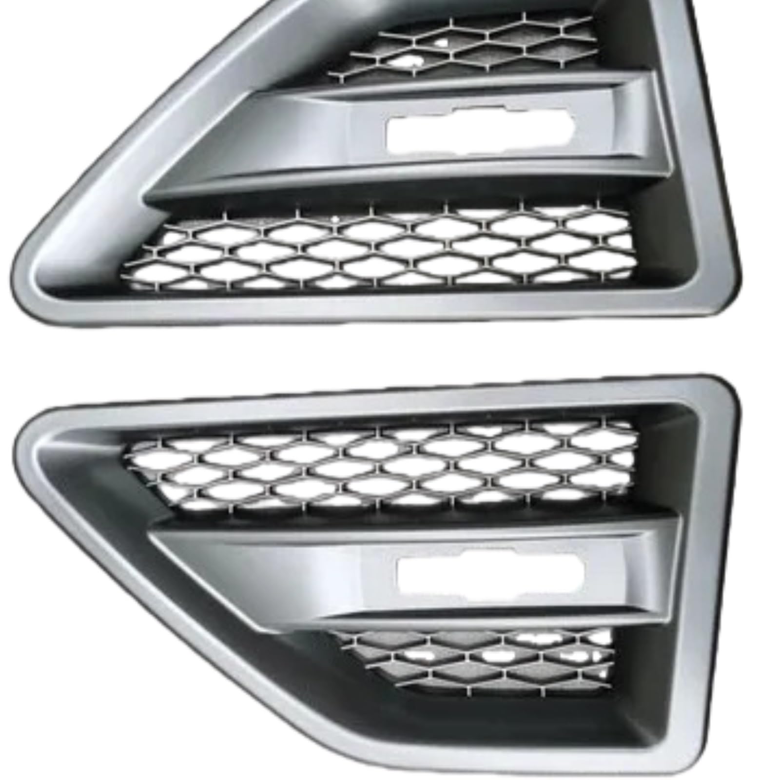 Skrzydło naklejka wykończeniowa Osłona grilla bocznego otworu wentylacyjnego pasuje do Freelander 2 LR2 2008-2015(Silver)