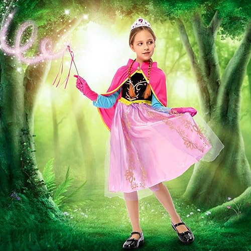 Miniatura 6 de Lumiparty Disfraz de princesa de Halloween para niñas, color rosa, ideal para Navidad, cumpleaños, juegos de rol y cosplay (tamaño niña)