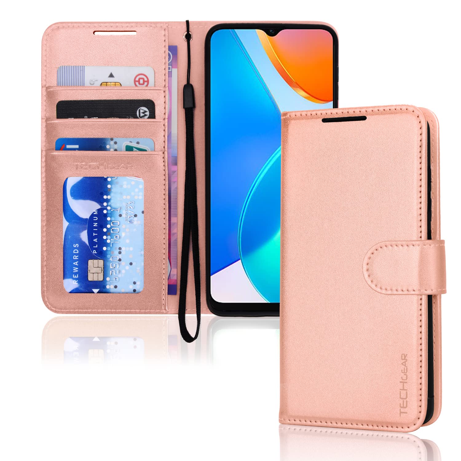 bojioderf Compatibile con Honor X8 5G / X6 4G Custodia, compatibile con Honor Play6C / 70 Lite/Play 30M Portafoglio Cerniera Porta carte Flip Stand Chiusura Magnetica Custodia Rete