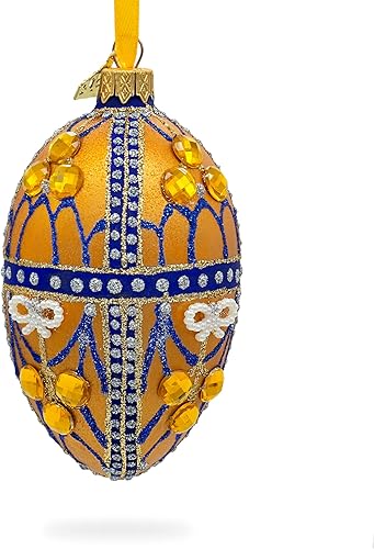 Golden Jewels - Adorno de huevo de cristal de 4 pulgadas