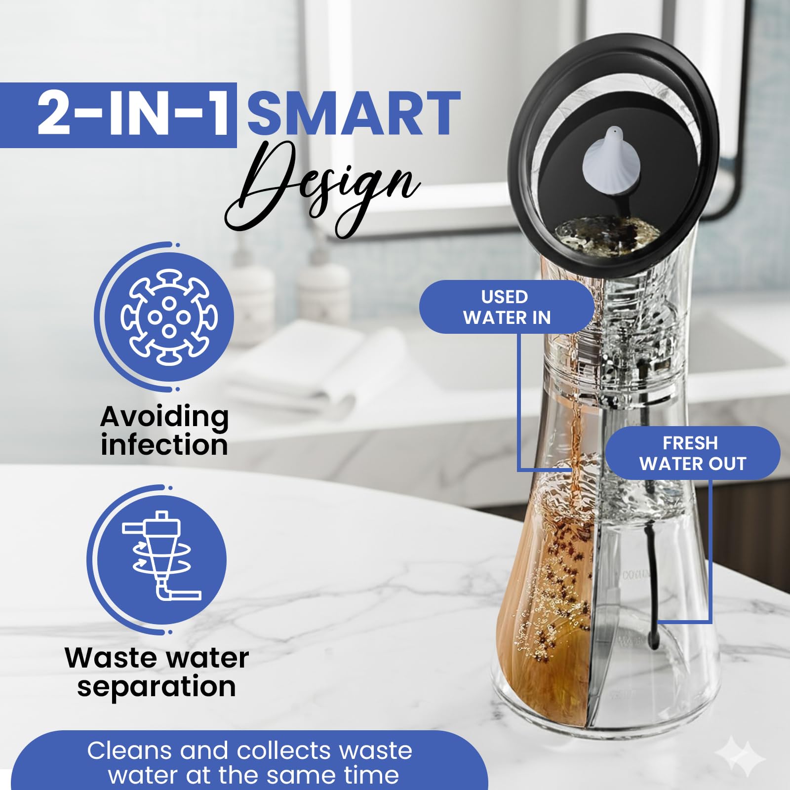 Limpiador eléctrico de oídos, kit de eliminación de cera de oídos, pantalla LED, sistema de riego de oídos alimentado por agua, IPX7 impermeable, fácil de usar