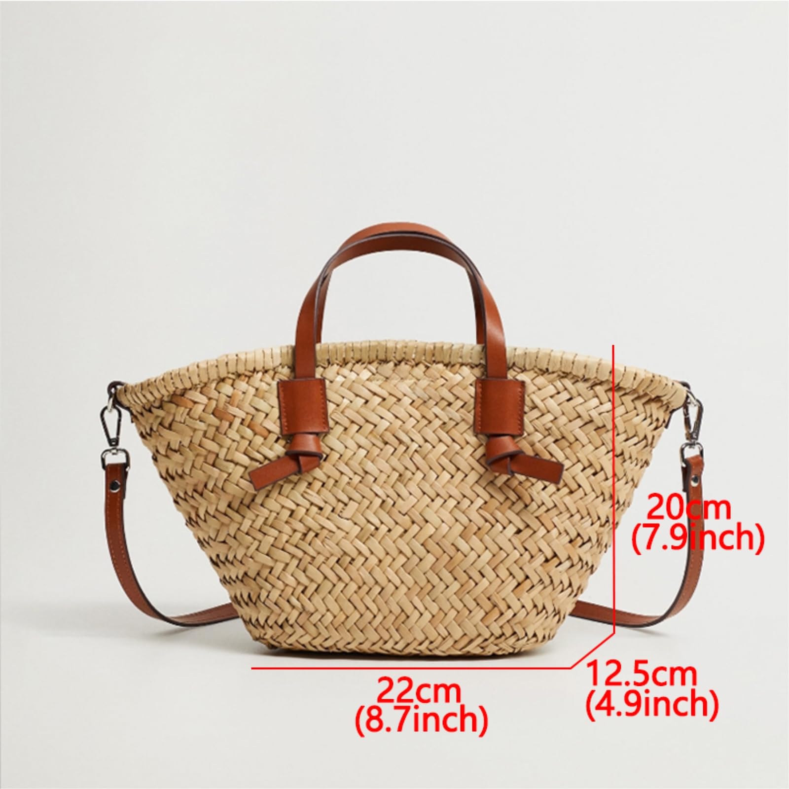 Strandtasche Casual Korbtaschen Rattan Sommer Schulter Crossbody Tasche Strandstroh Tasche-Brown