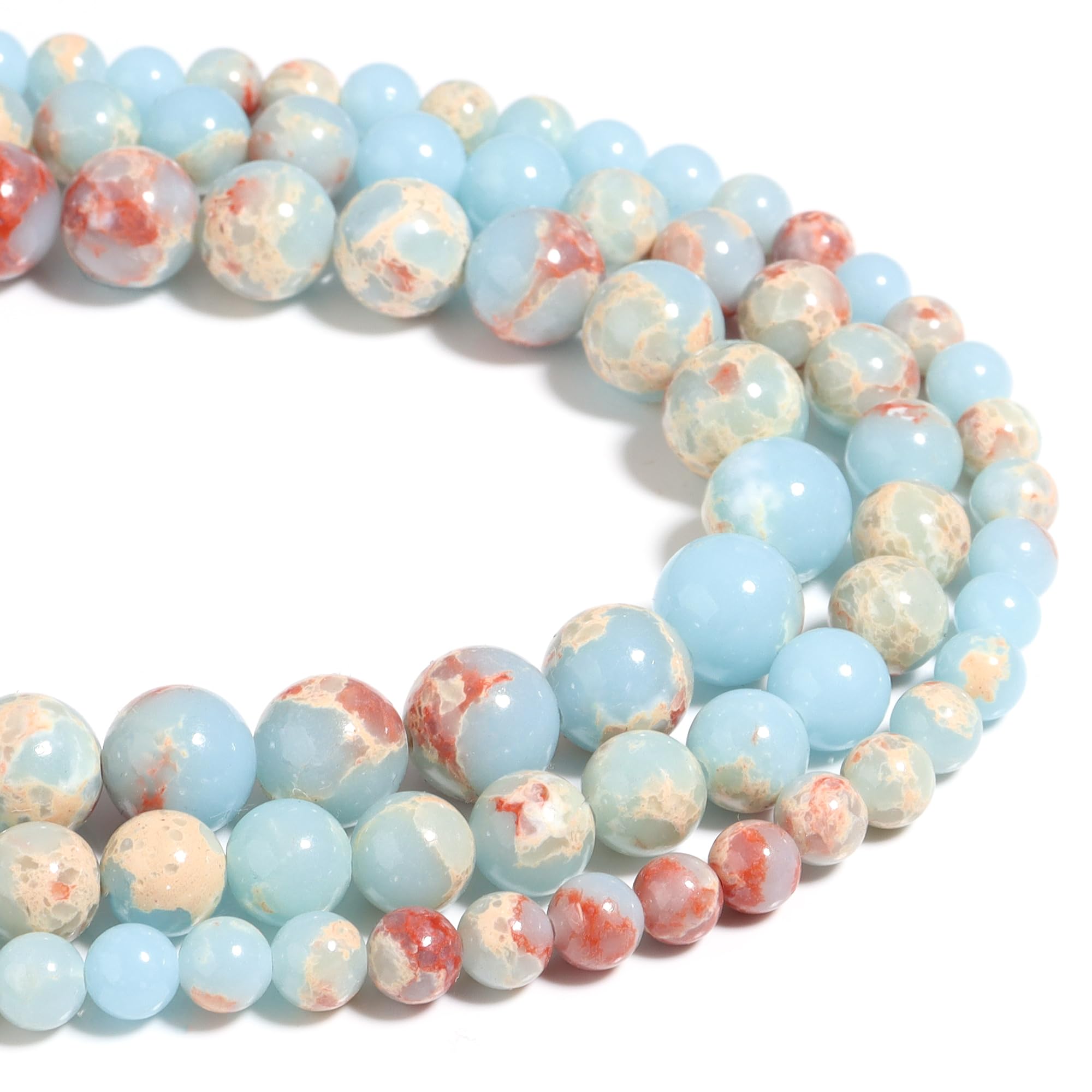 Natural Stone Beads 10 mm Sky Blue Jasper Polished Round Smooth Gemstone Beads for Jewellery Making Adults 15 Inches