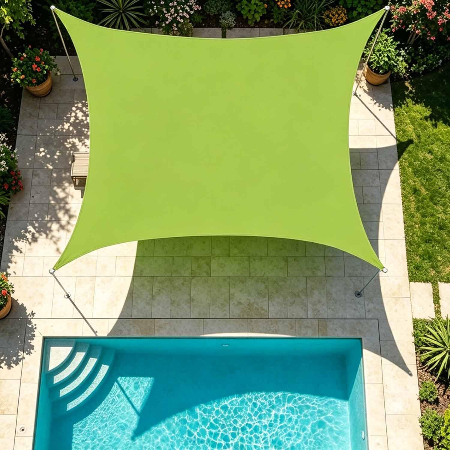 Ffsaacol Outdoor Rectangle Sail Shade, Sun Shade Sail Canopy Waterproof, Sun Shade Heavy Duty Canopy UV Block, for Backyard Patio Pergola Garden (We Make Custom Size) C, 16x16ft/5x5m