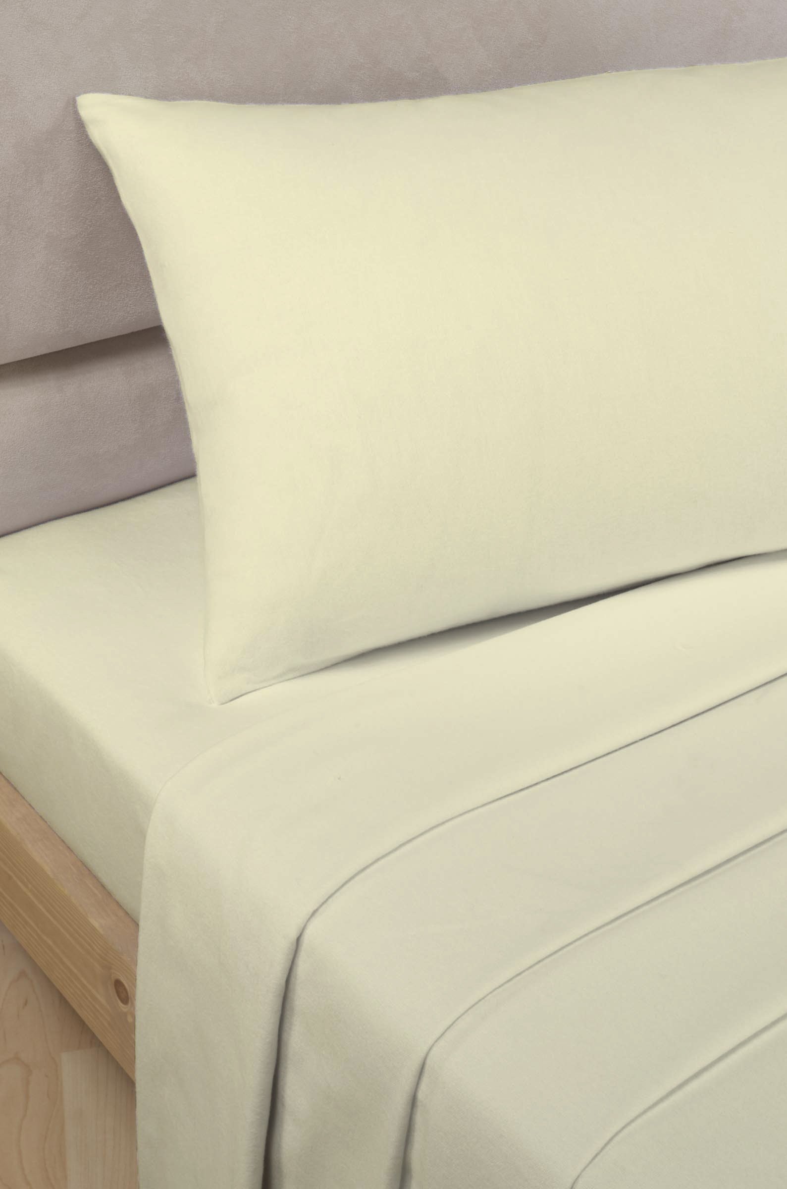 Luxury Non Iron Percale Poly Cotton Flat Sheet, High Thread Count, (Double, Lemon)
