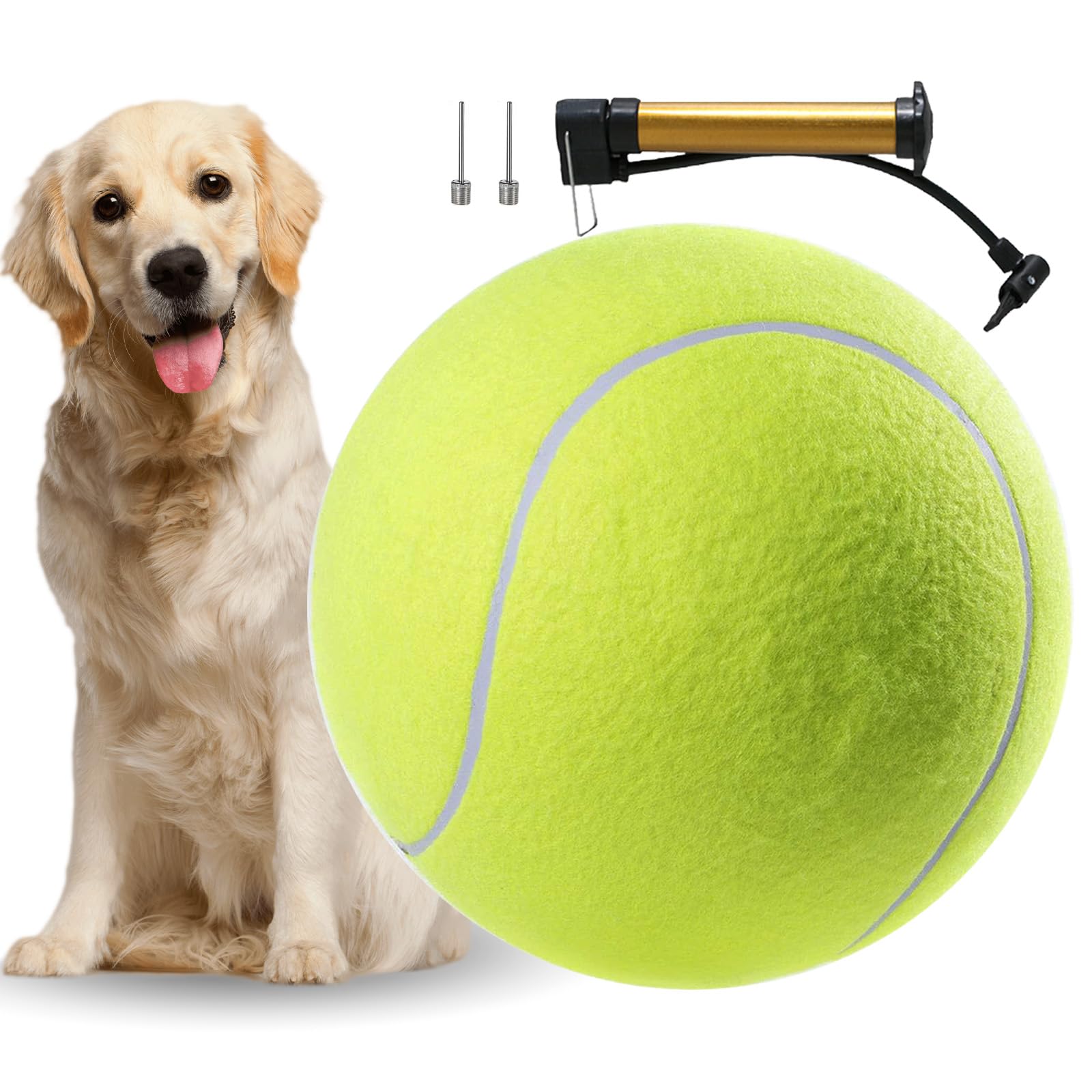 YONGHUO Dog Tennis Balls, 9.5” Tennis Balls for Dogs 310g Thickened Pet Toy, 24cm Oversize, with Metal Pump and Needles