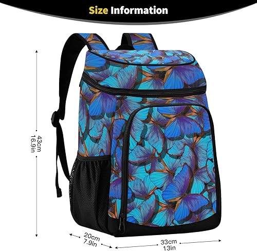 Miniatura 2 de Flight of Bright Blue Butterflies - Mochila térmica térmica a prueba de fugas, 36 latas, enfriador portátil para picnic, playa, compras, senderismo,