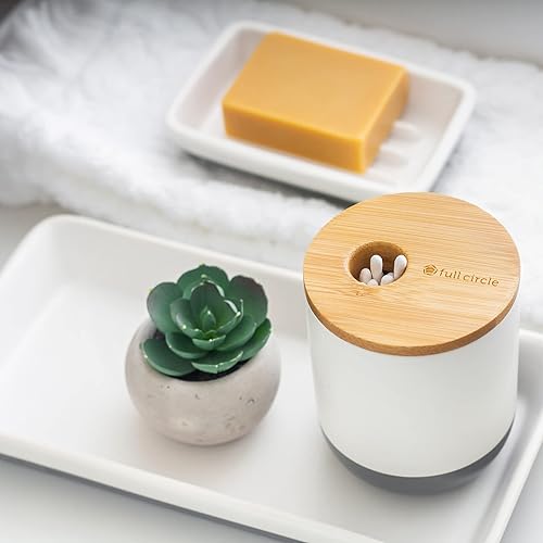 Miniatura 2 de Full Circle Keep, Tray, Love - Bandeja organizadora de cerámica para baño y cocina, color blanco