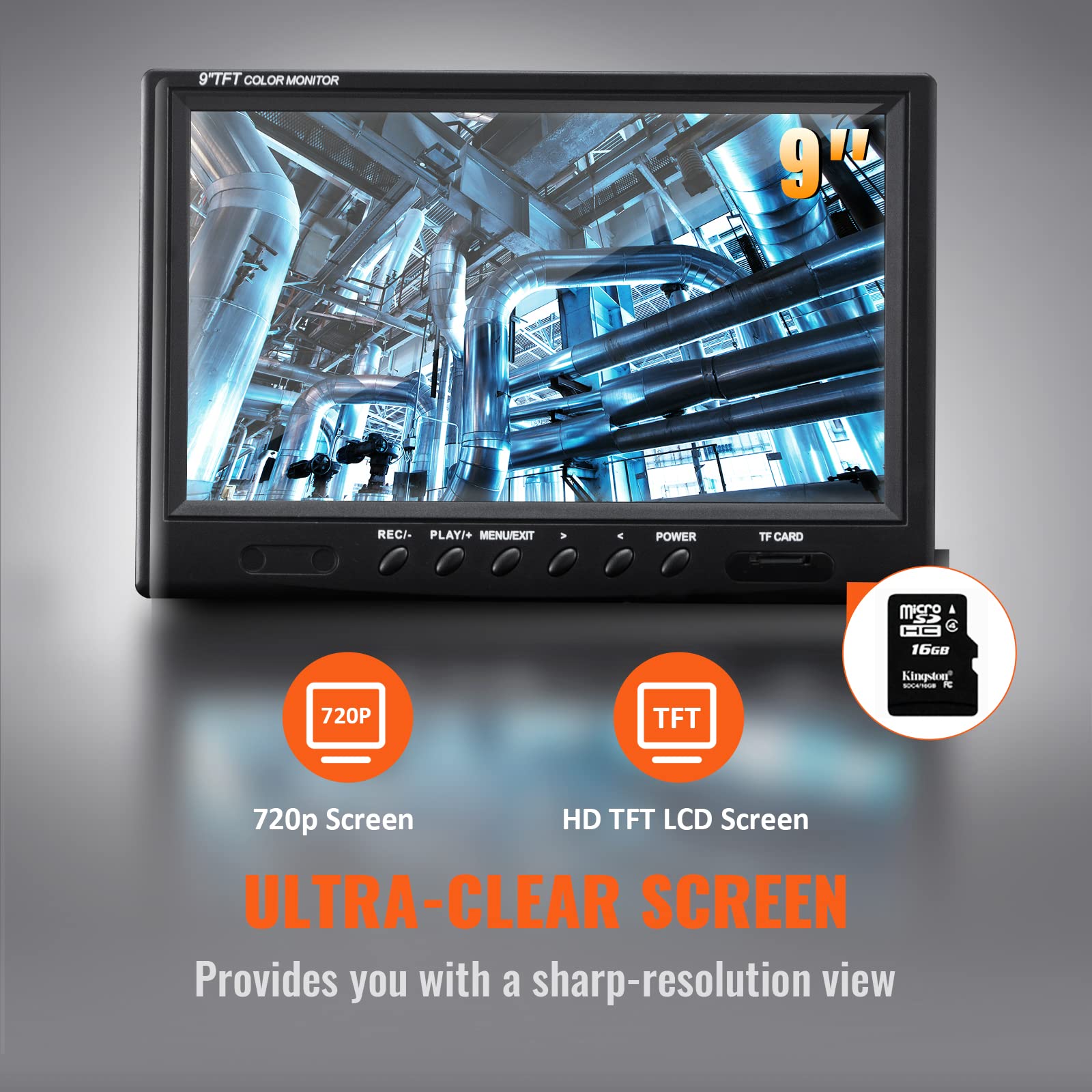 VEVOR Caméra Inspection Canalisation 50 m Caméra Endoscopique Drain Écran 9'' avec Enregistreur DVR Étanche IP68 12 LED Réglables Carte SD 16 Go pour Conduite d'Égout Maison Plomberie Tuyaux Vidange