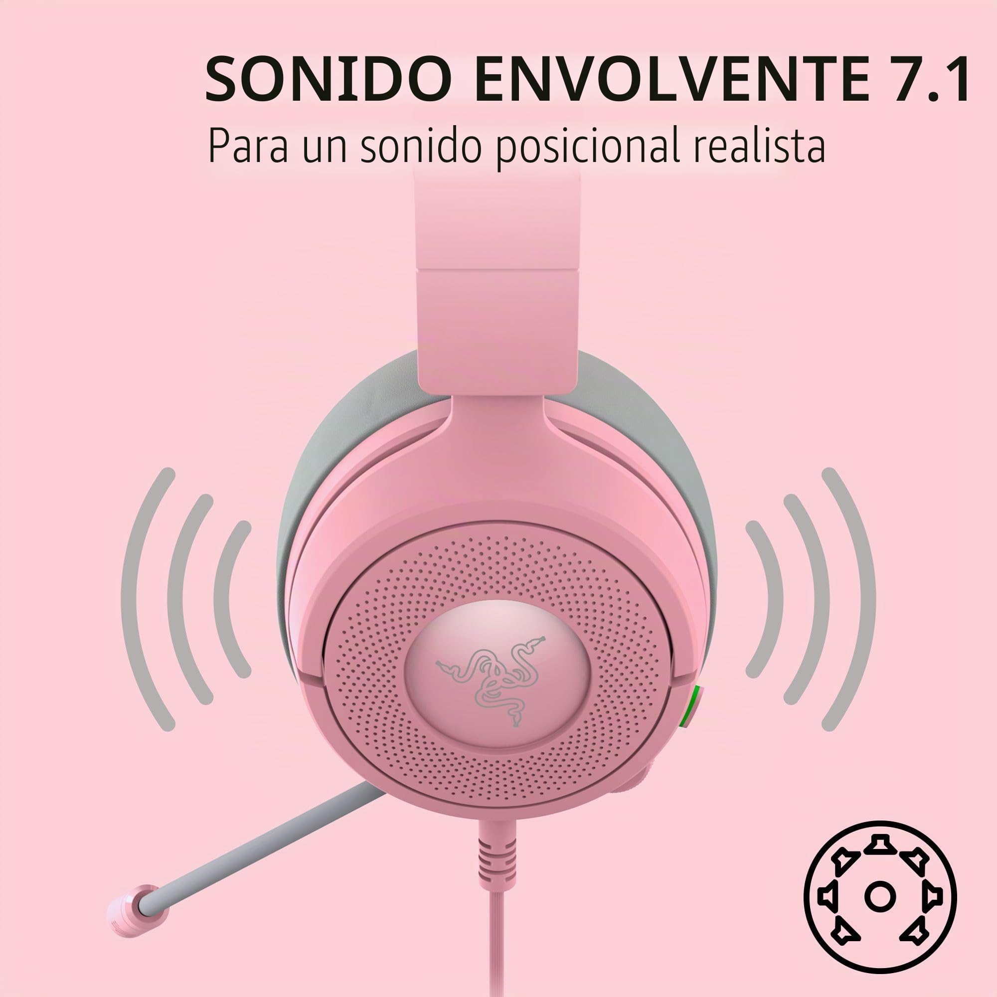 Razer Kraken Kitty V3 X - Auriculares con Cable para Videojuegos, Orejas de Gatito, micrófono cardioide hiperclaro, Controladores de 40 mm, Sonido Envolvente 7.1, cómodas Almohadillas para los oídos